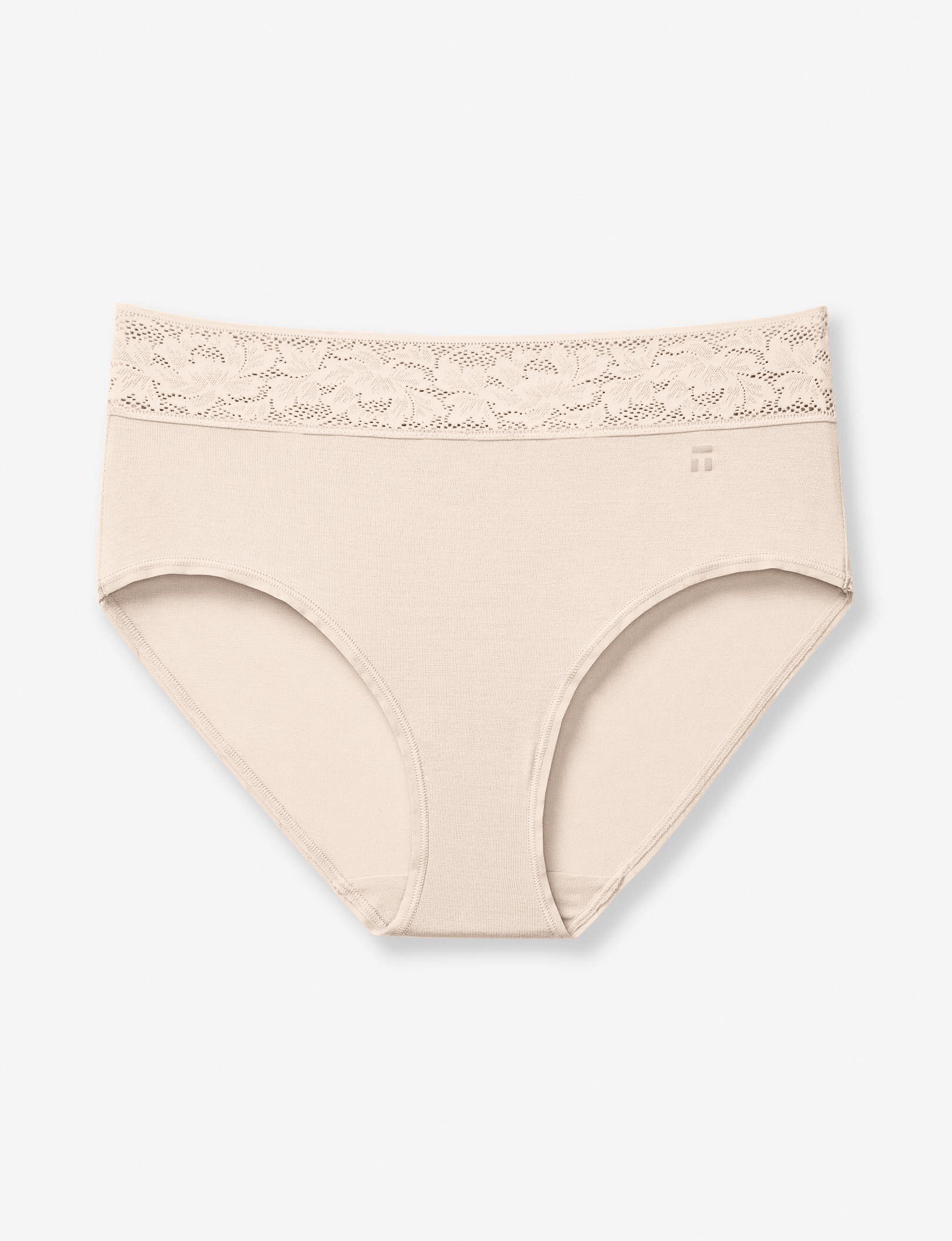 Women's Second Skin High Rise Brief, Lace Waist::Soft Pink Lace