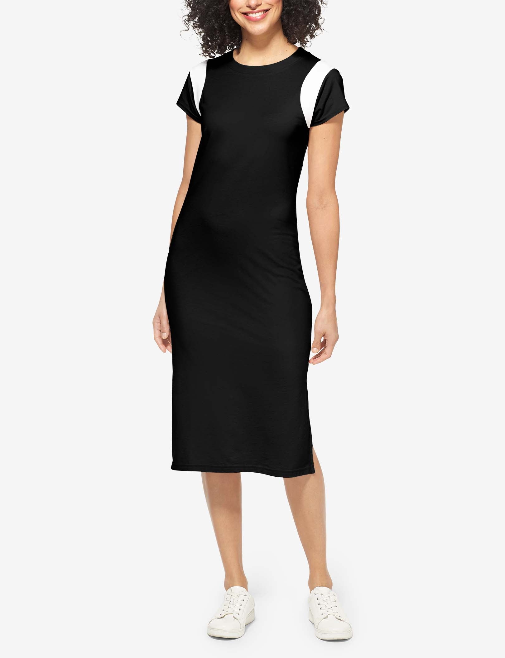 Women's Second Skin T-Shirt Dress::Black