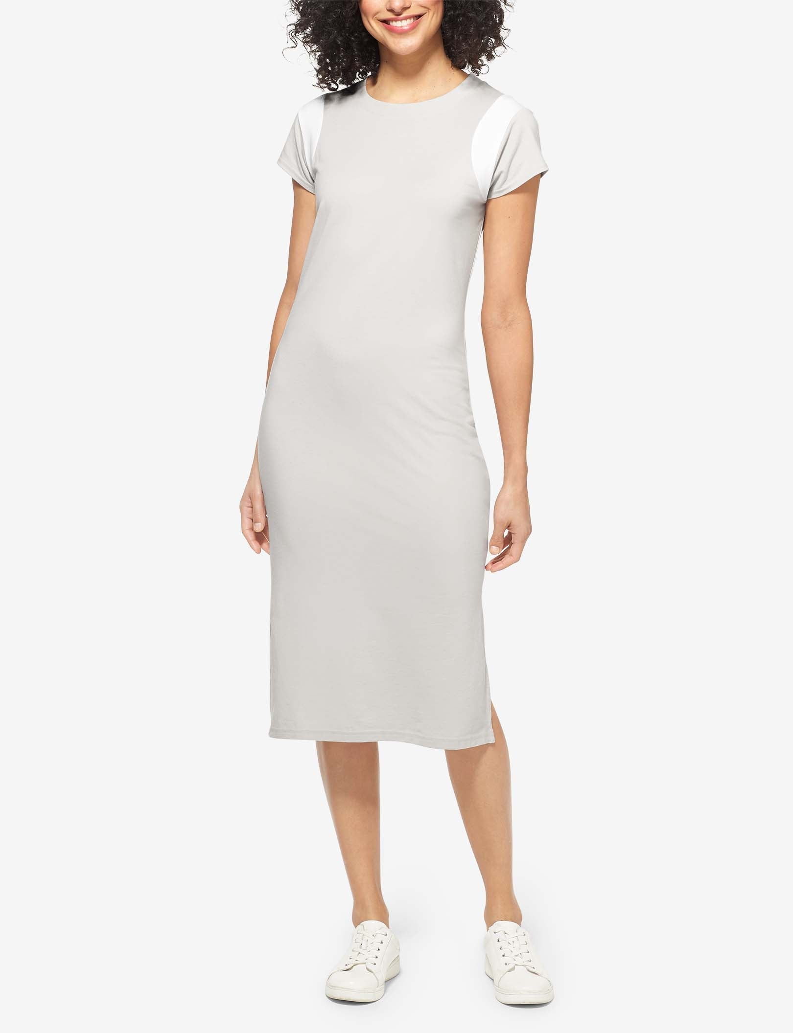 Women's Second Skin Boxy T-Shirt Dress::Silver Gray