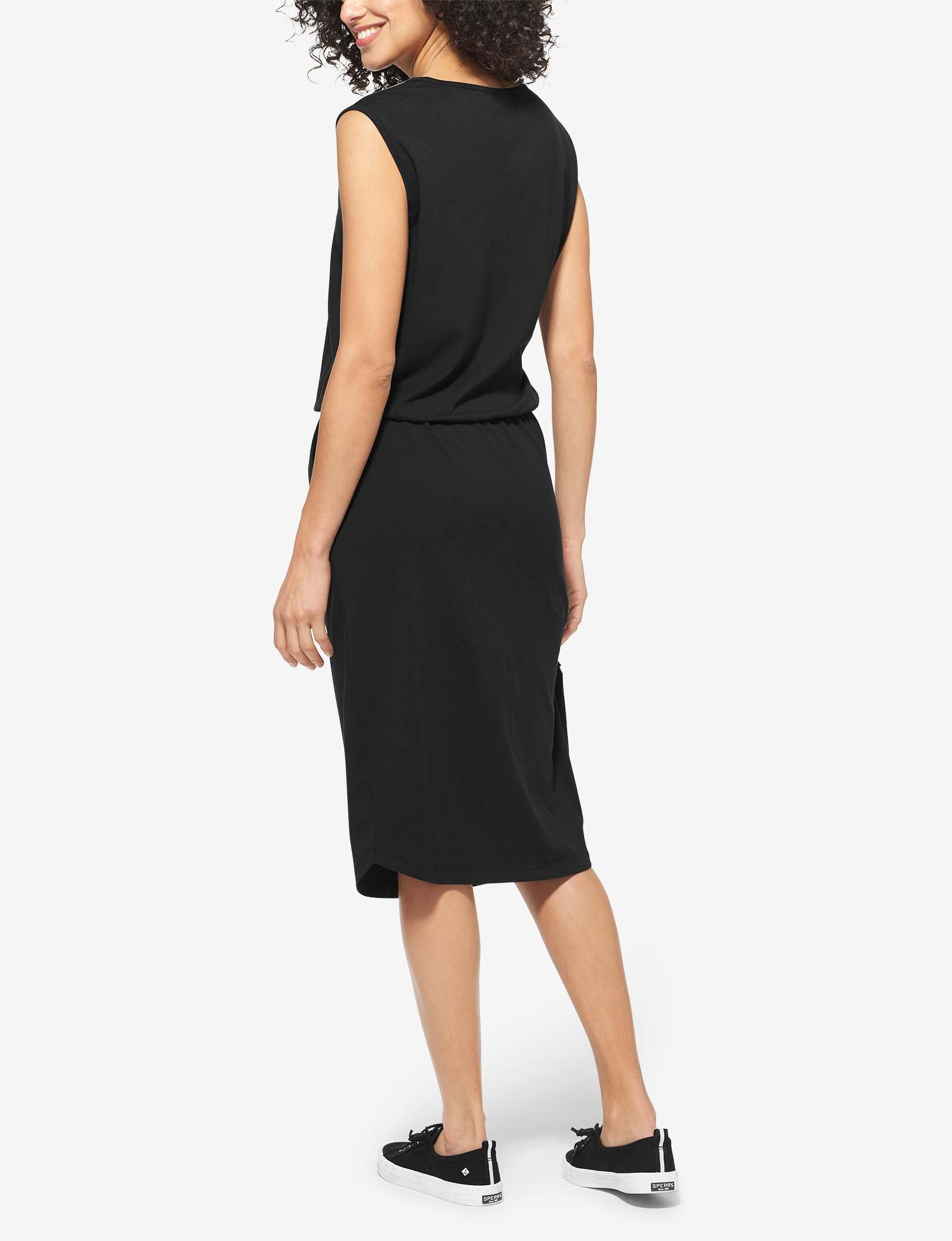 Women's Second Skin Cinched Waist Dress::Black