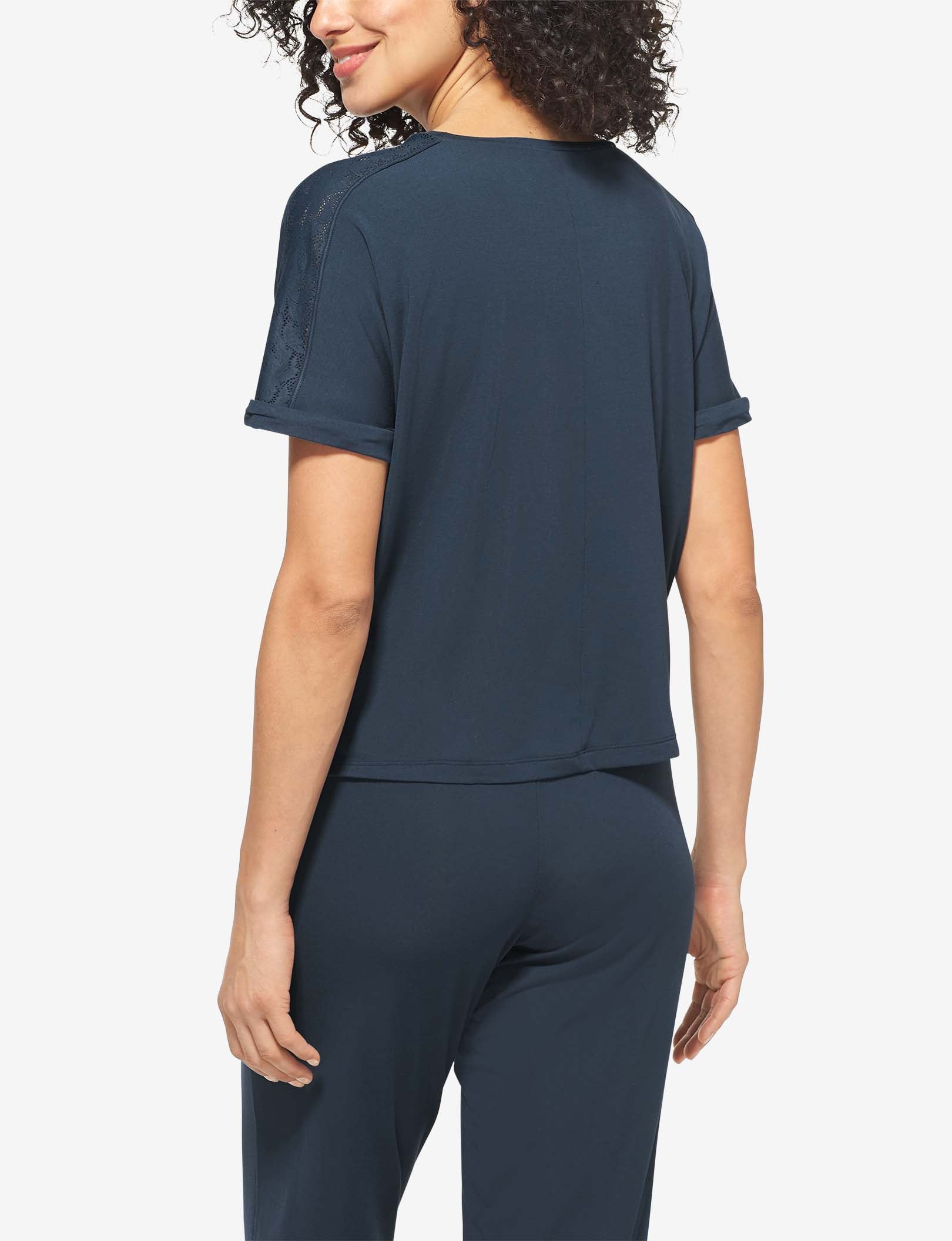 Women's Second Skin Sleep Lace Tee::Dress Blues Lace