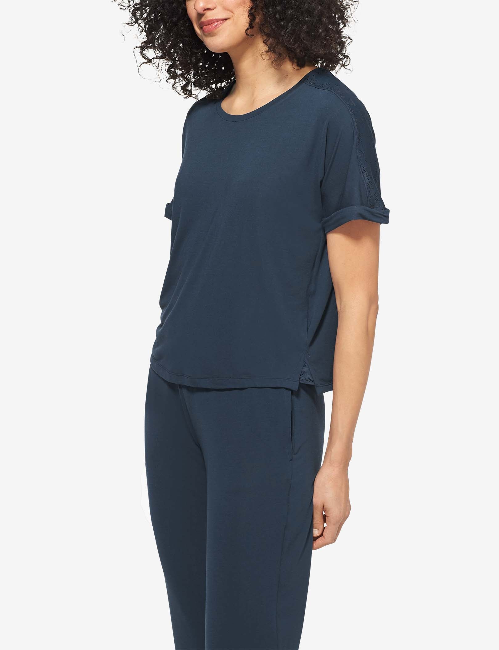 Women's Second Skin Sleep Lace Tee::Dress Blues Lace