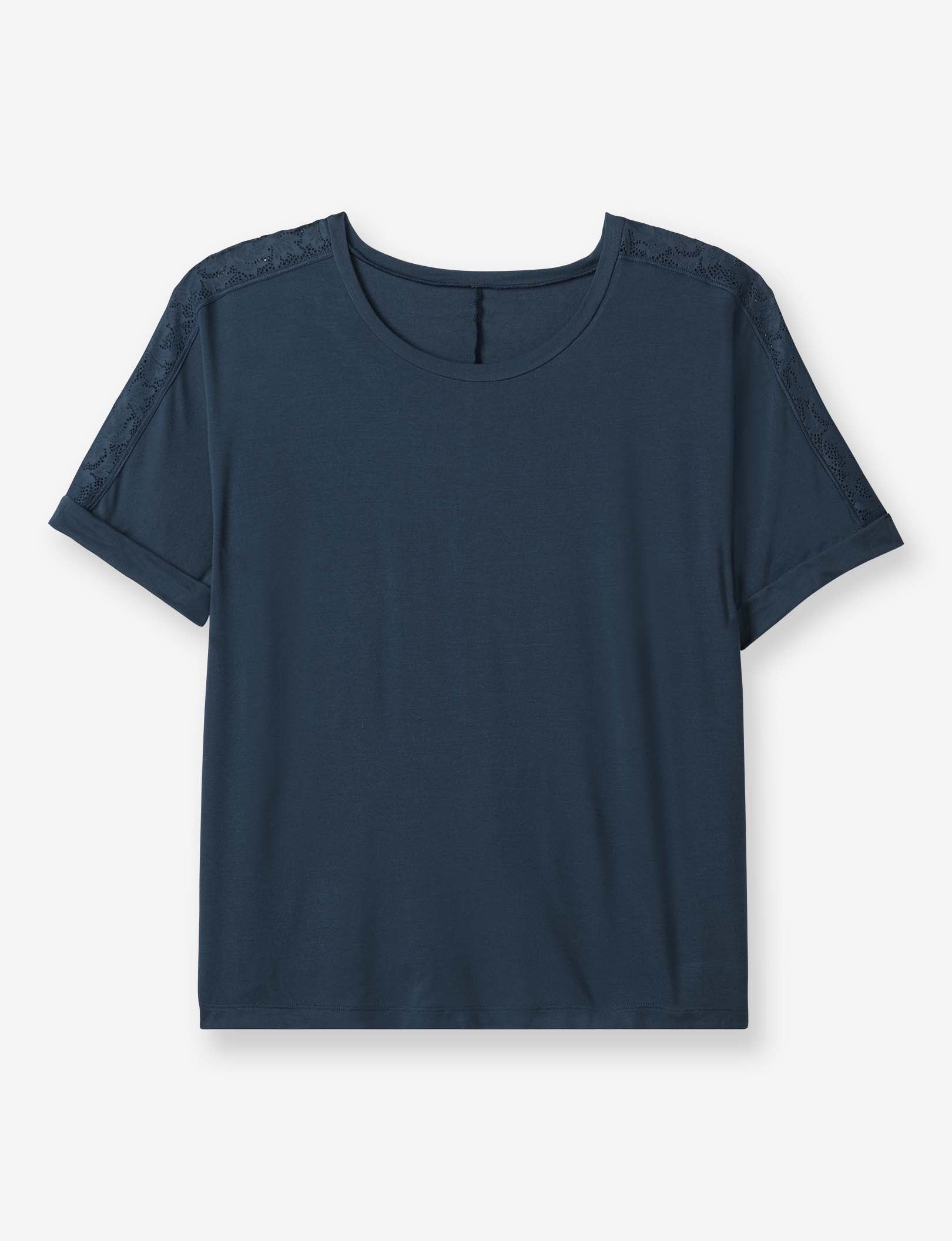 Women's Second Skin Sleep Lace Tee::Dress Blues Lace