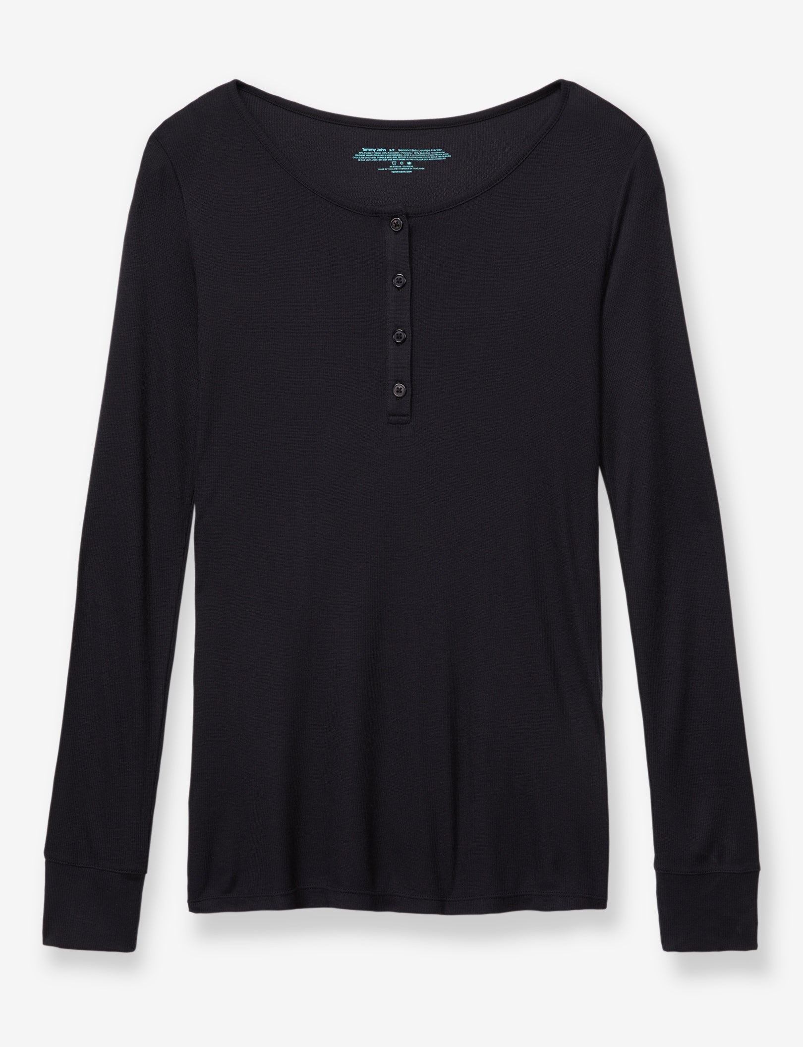 Women's Lounge Henley::Black