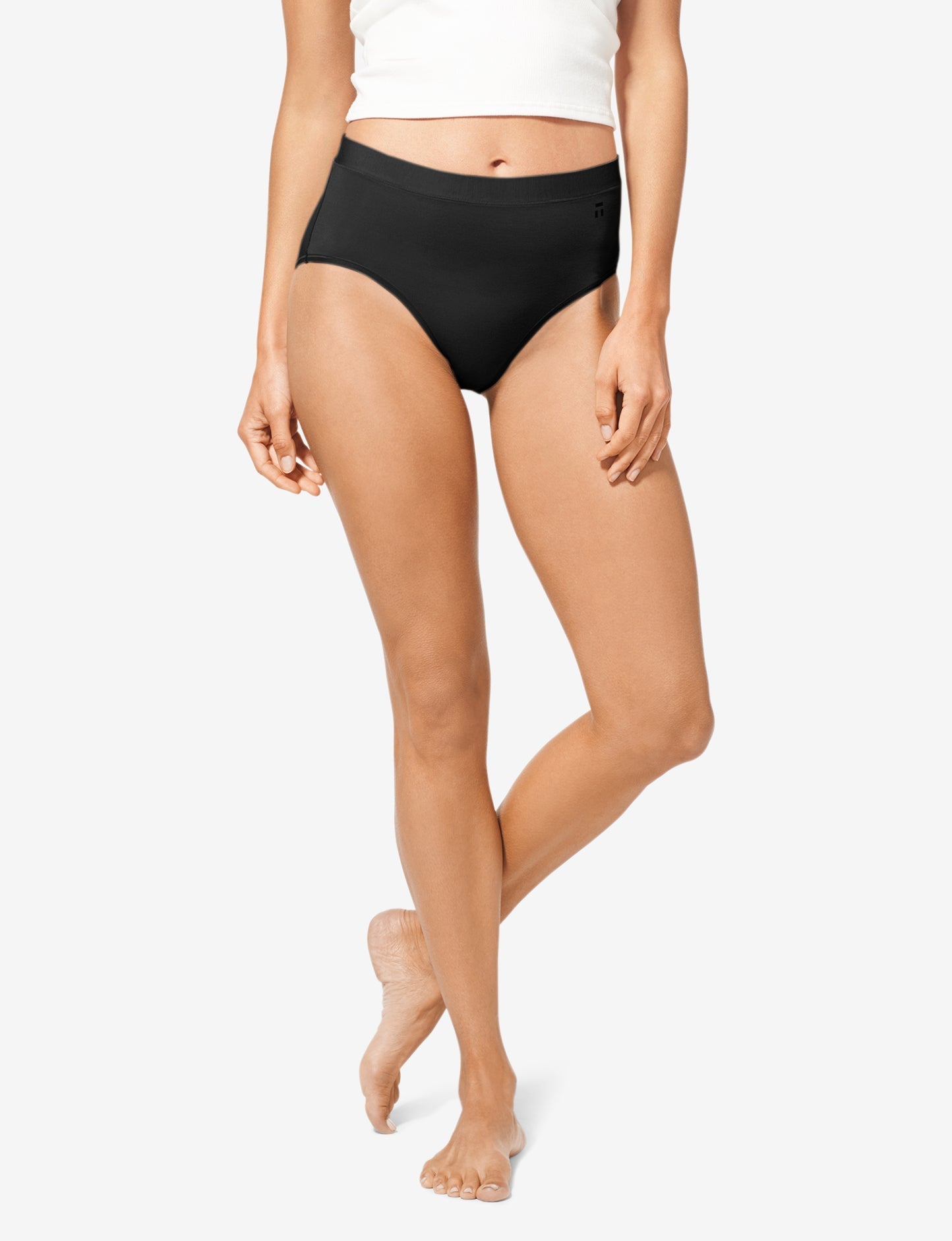 Women's Second Skin High Rise Brief::Black