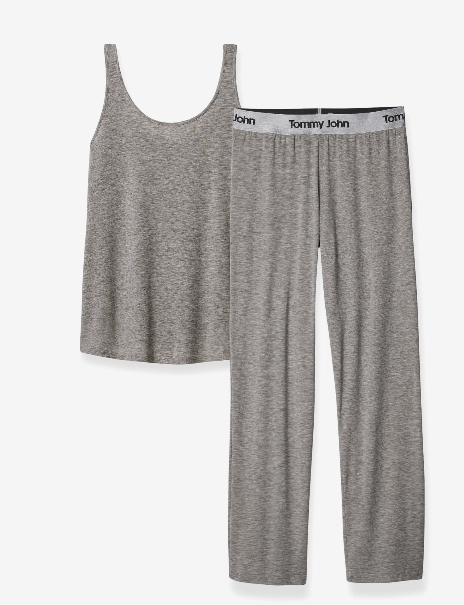 Women's Second Skin Sleep Tank & Pant Basic Set::Medium Heather Grey