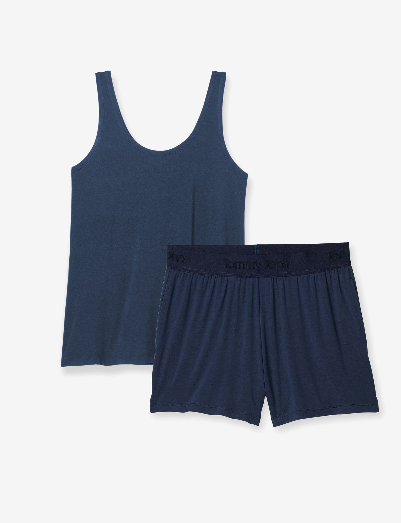 Women's Second Skin Sleep Tank & Short Basic Set::Dress Blues