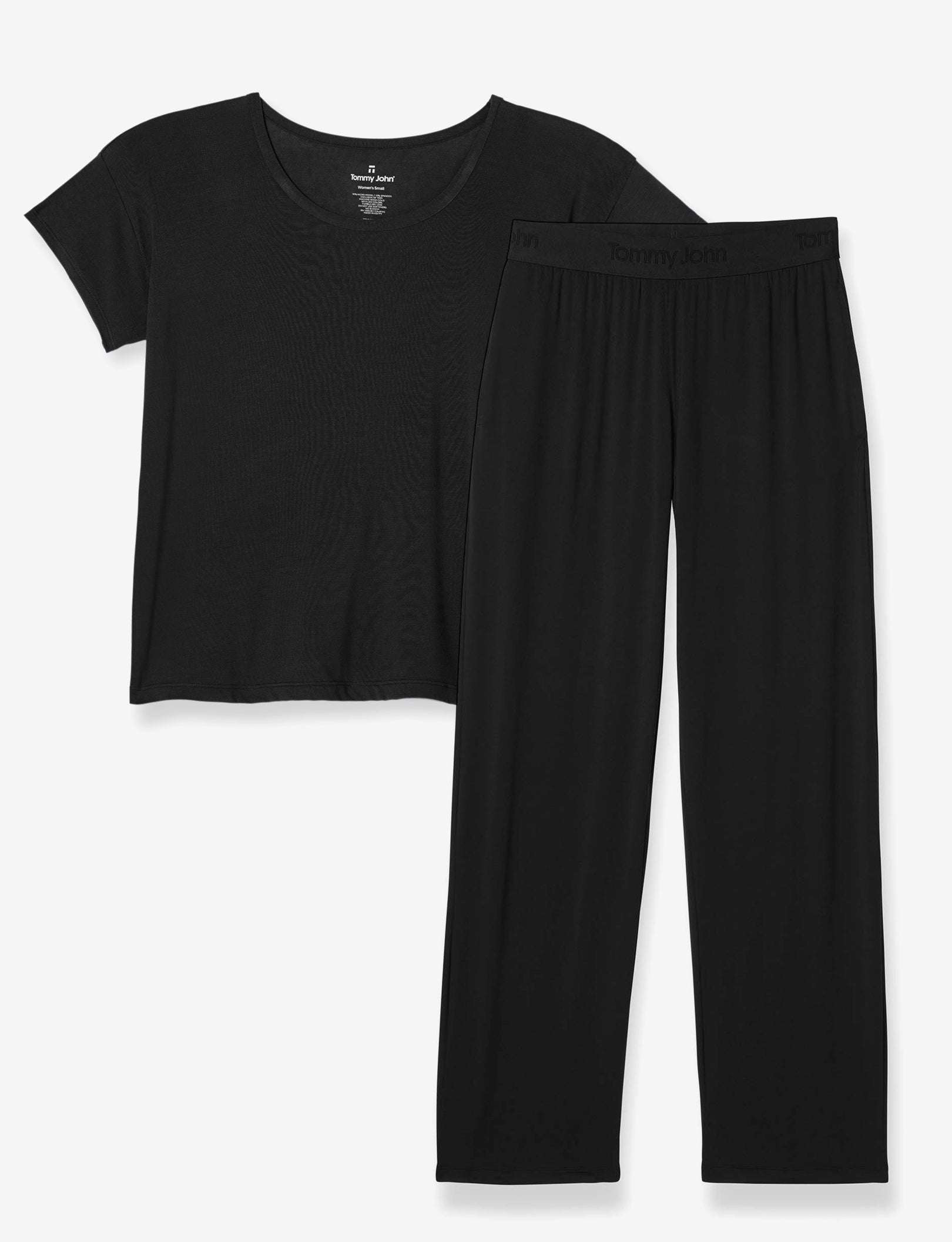 Women's Second Skin Sleep Tee & Pant Basic Set::Black