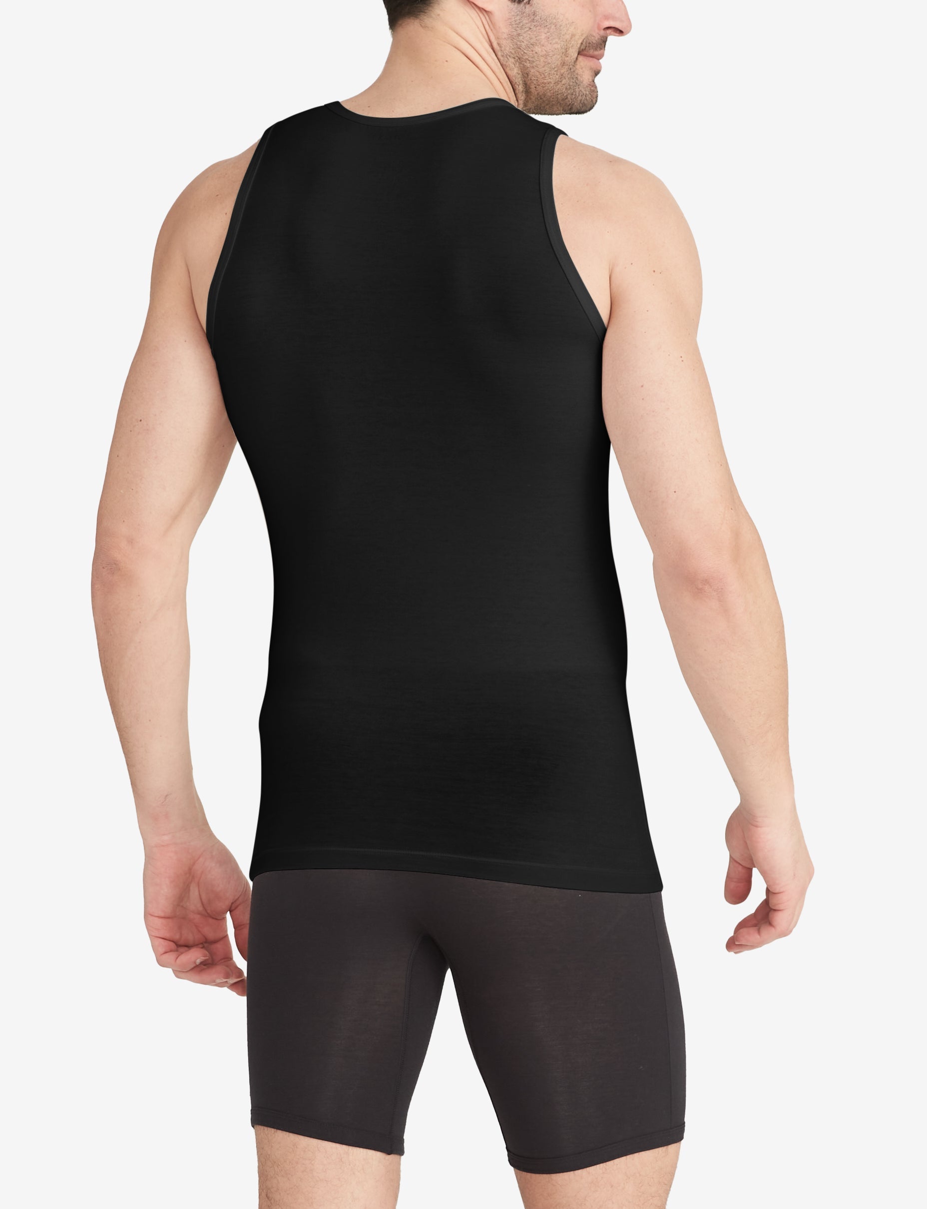 Cool Cotton Tank Stay-Tucked Undershirt::Black