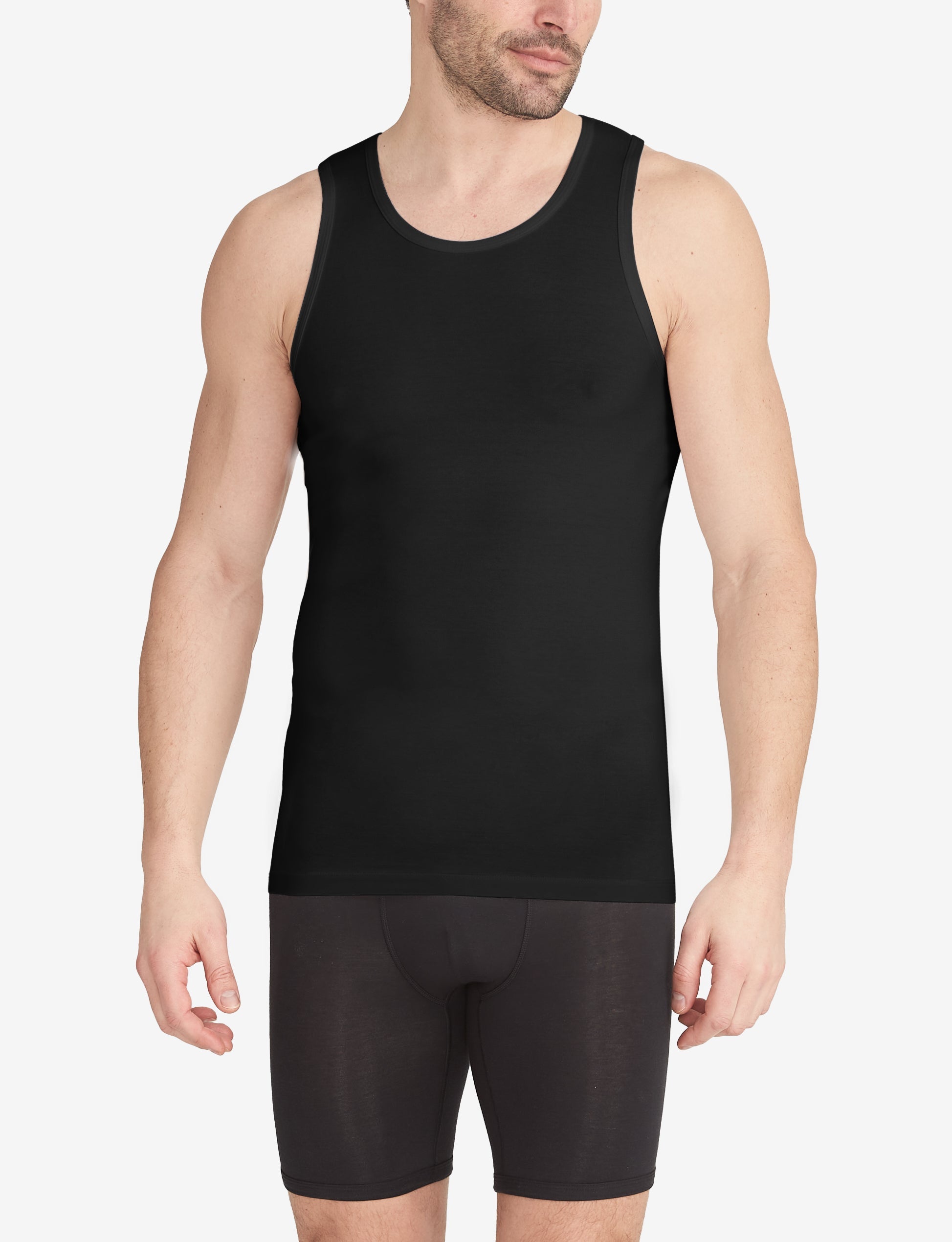 Cool Cotton Tank Stay-Tucked Undershirt::Black