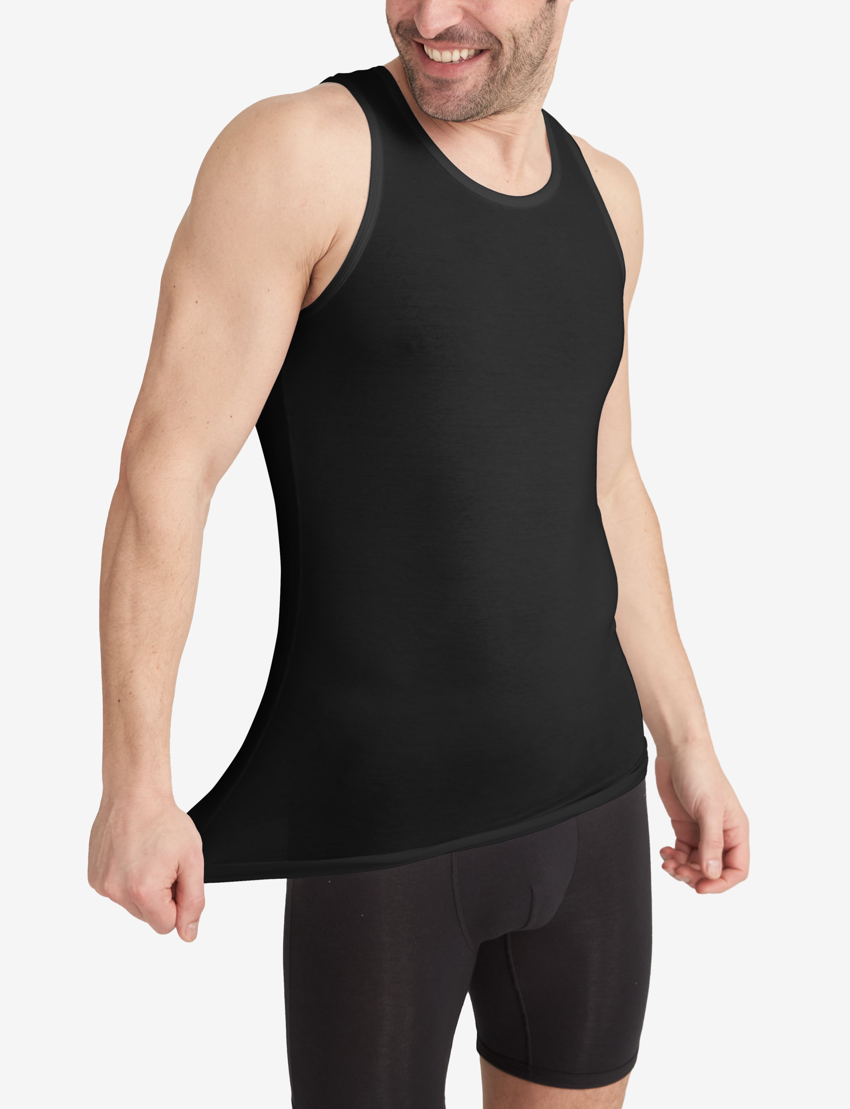 Cool Cotton Tank Stay-Tucked Undershirt::Black