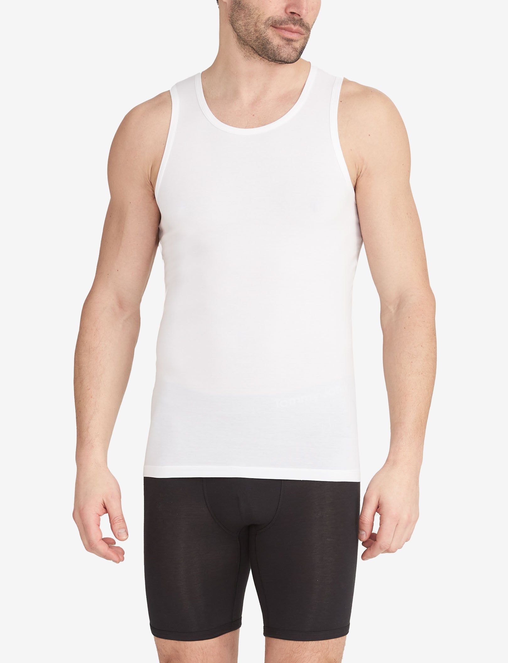 Cool Cotton Tank Stay-Tucked Undershirt::White