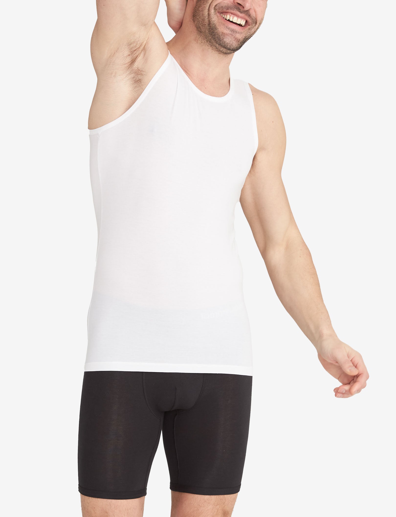 Cool Cotton Tank Stay-Tucked Undershirt::White