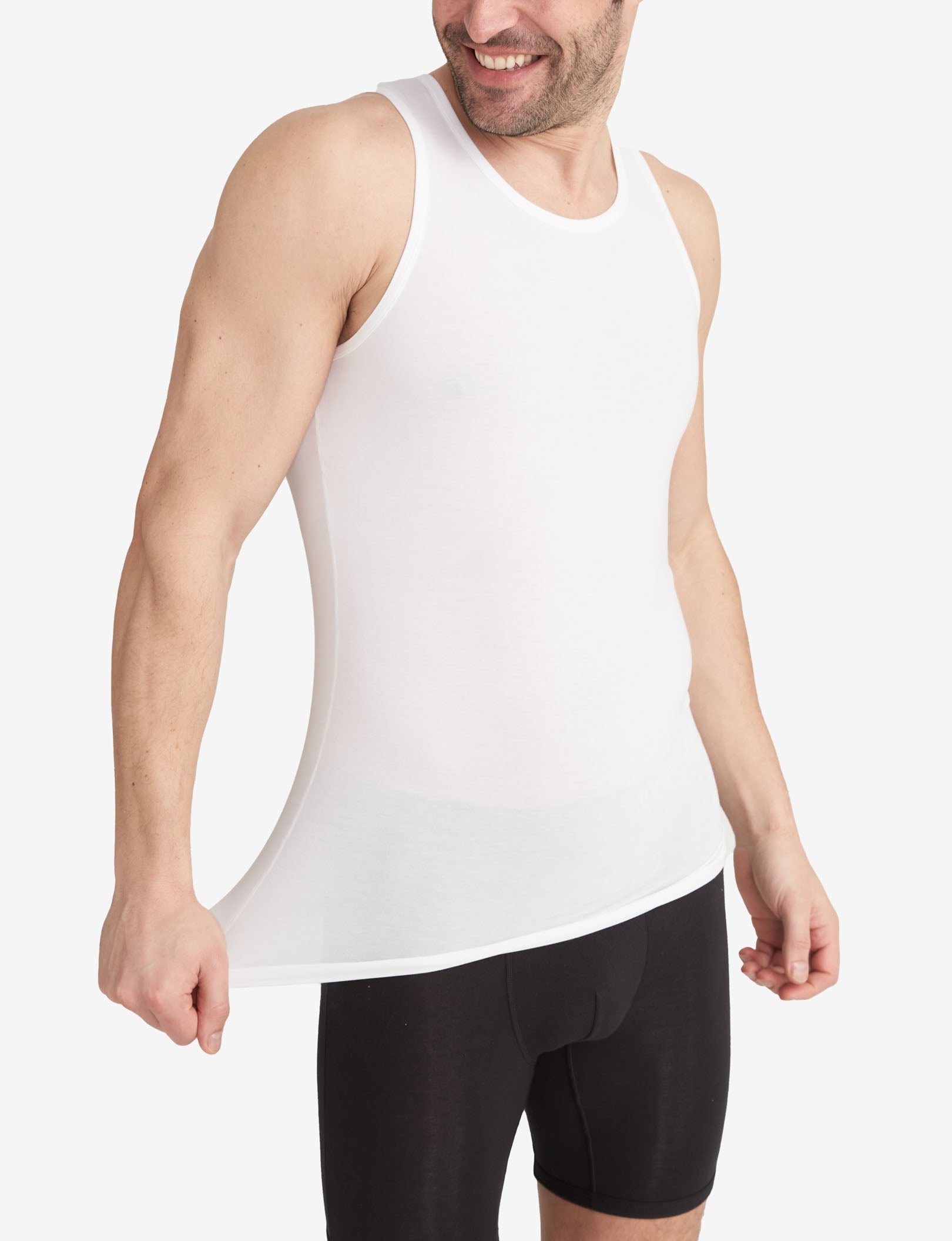 Cool Cotton Tank Stay-Tucked Undershirt::White