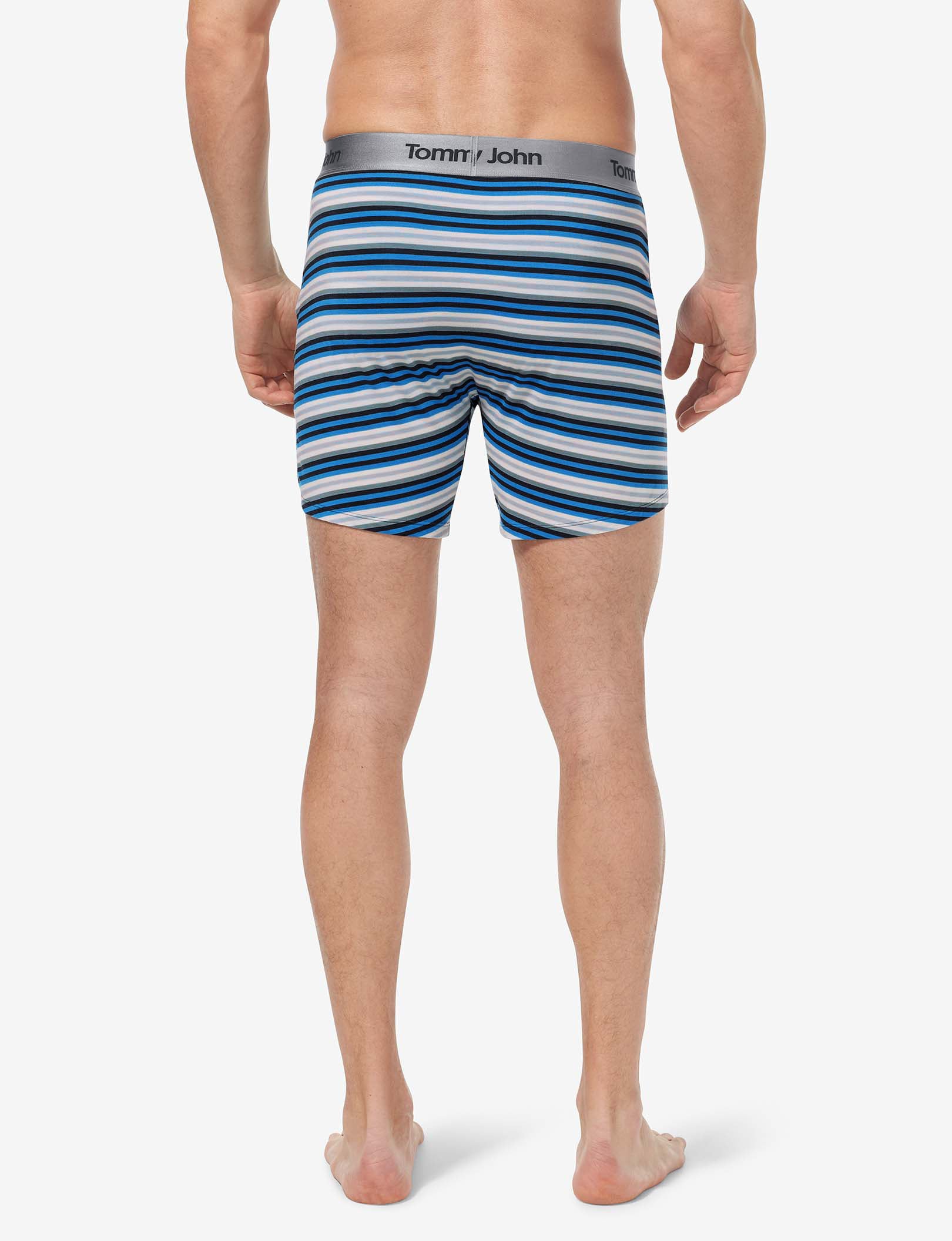 Second Skin Relaxed Fit Boxer 6"::Azure Blue Globe Stripe