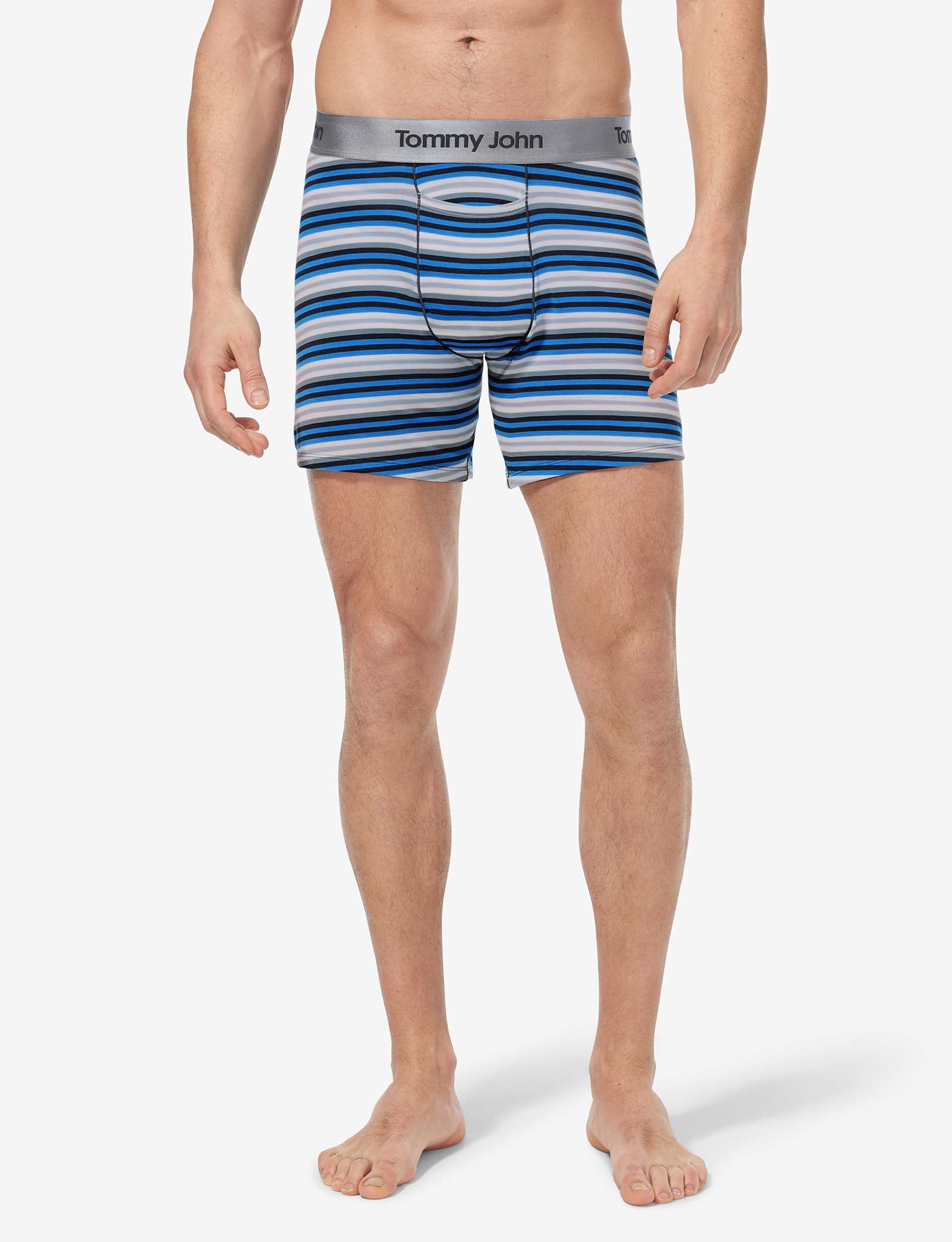 Second Skin Relaxed Fit Boxer 6"::Azure Blue Globe Stripe