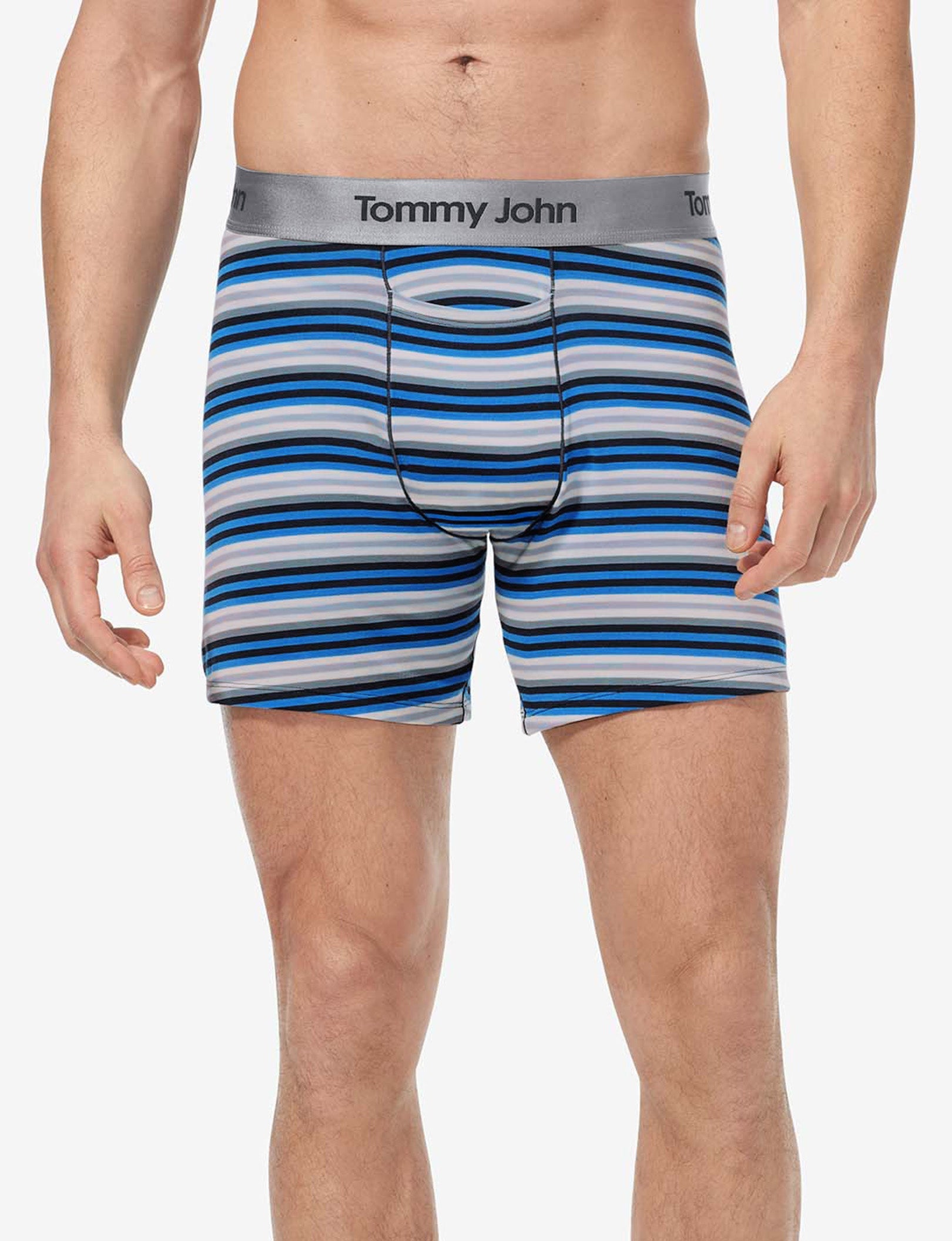 Second Skin Relaxed Fit Boxer 6"::Azure Blue Globe Stripe