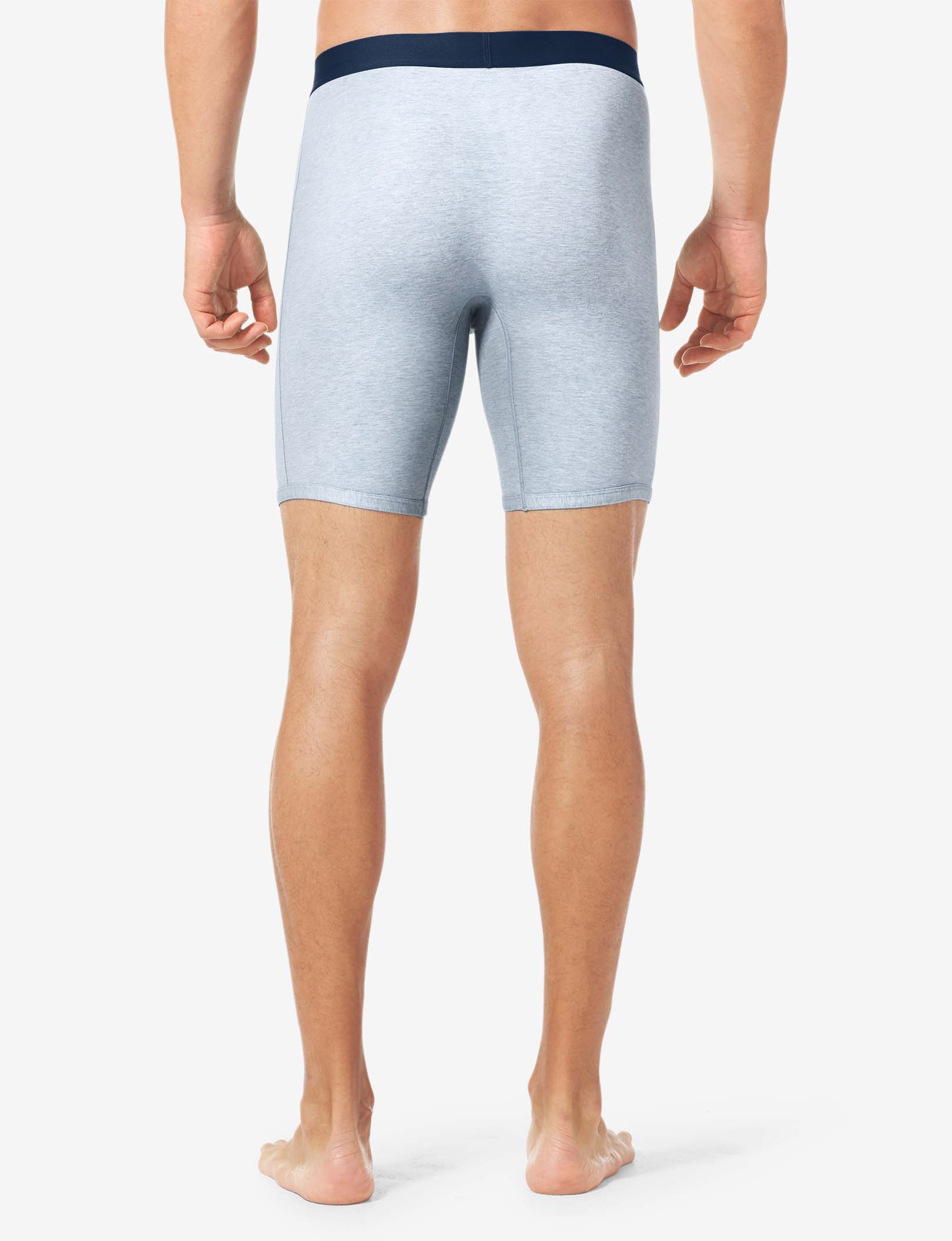 Cool Cotton Boxer Brief 8"::Light Blue Heather
