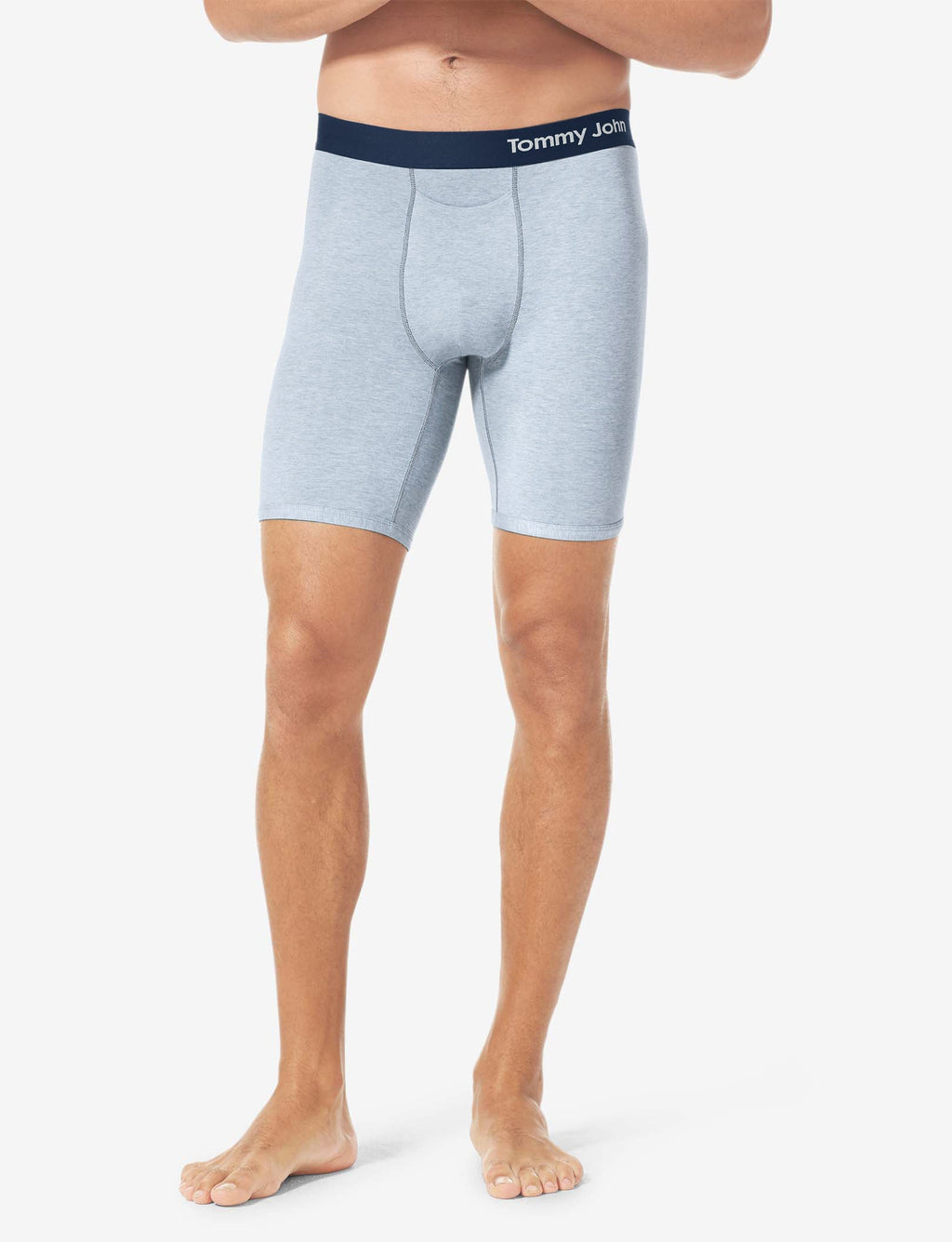 Cool Cotton Boxer Brief 8"::Light Blue Heather