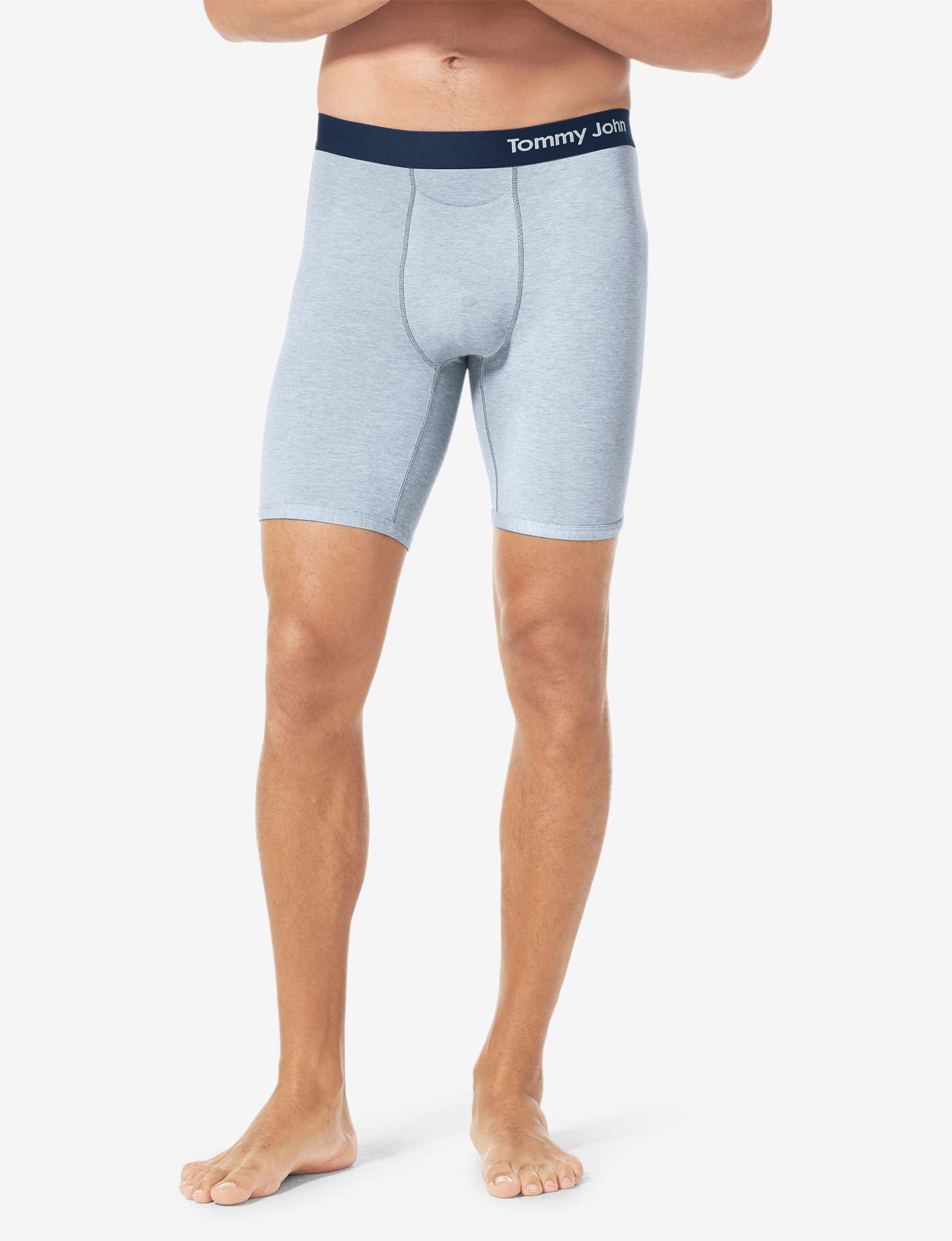 Cool Cotton Boxer Brief 8"::Light Blue Heather