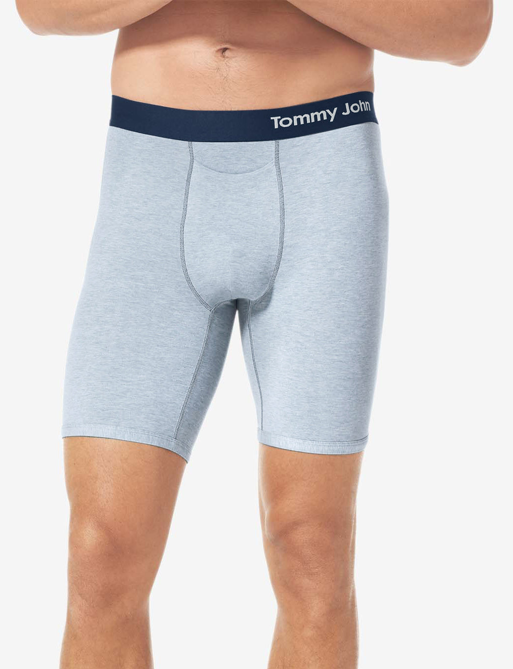 Cool Cotton Boxer Brief 8"::Light Blue Heather
