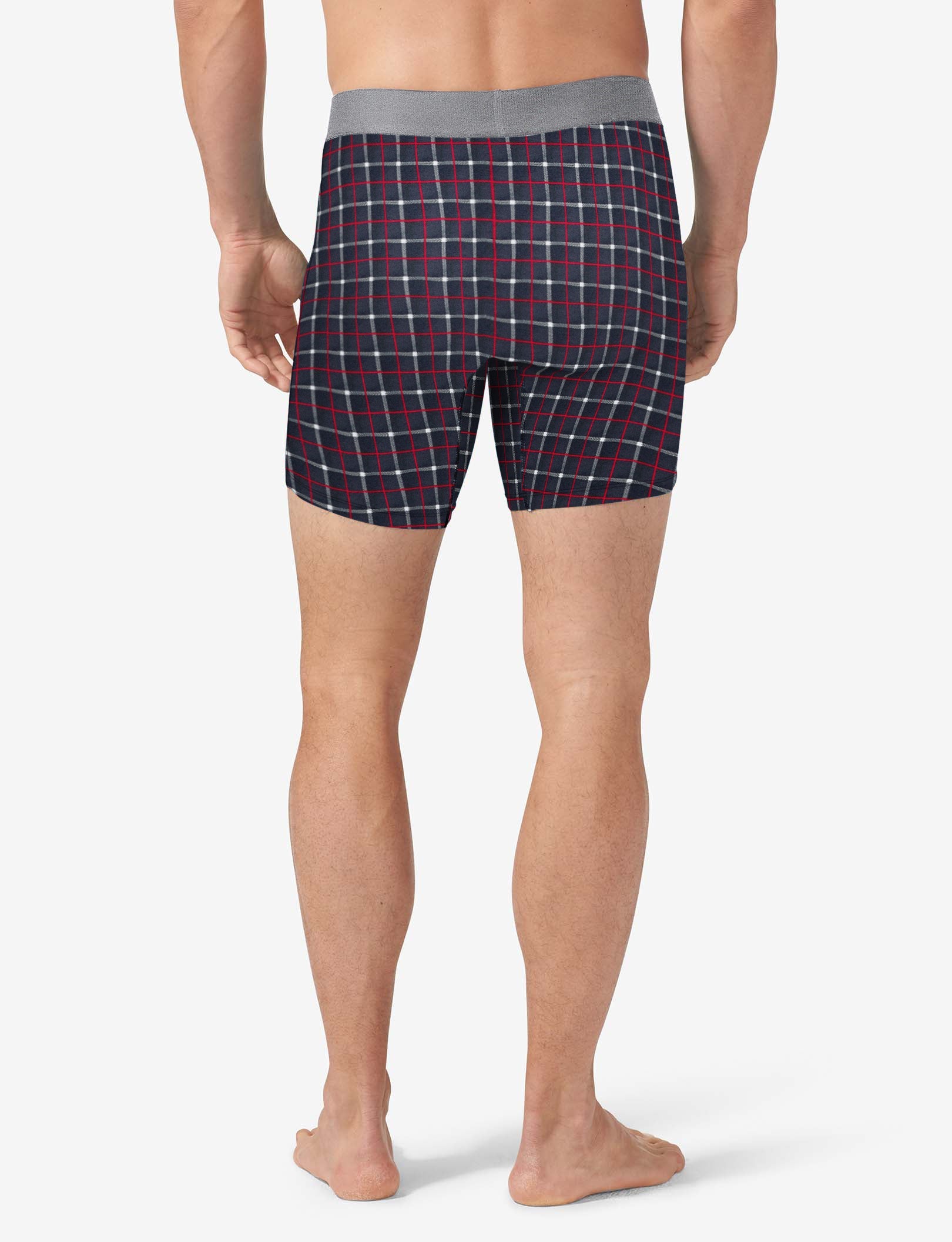 Cool Cotton Boxer Brief 8"::Black Weekend Plaid