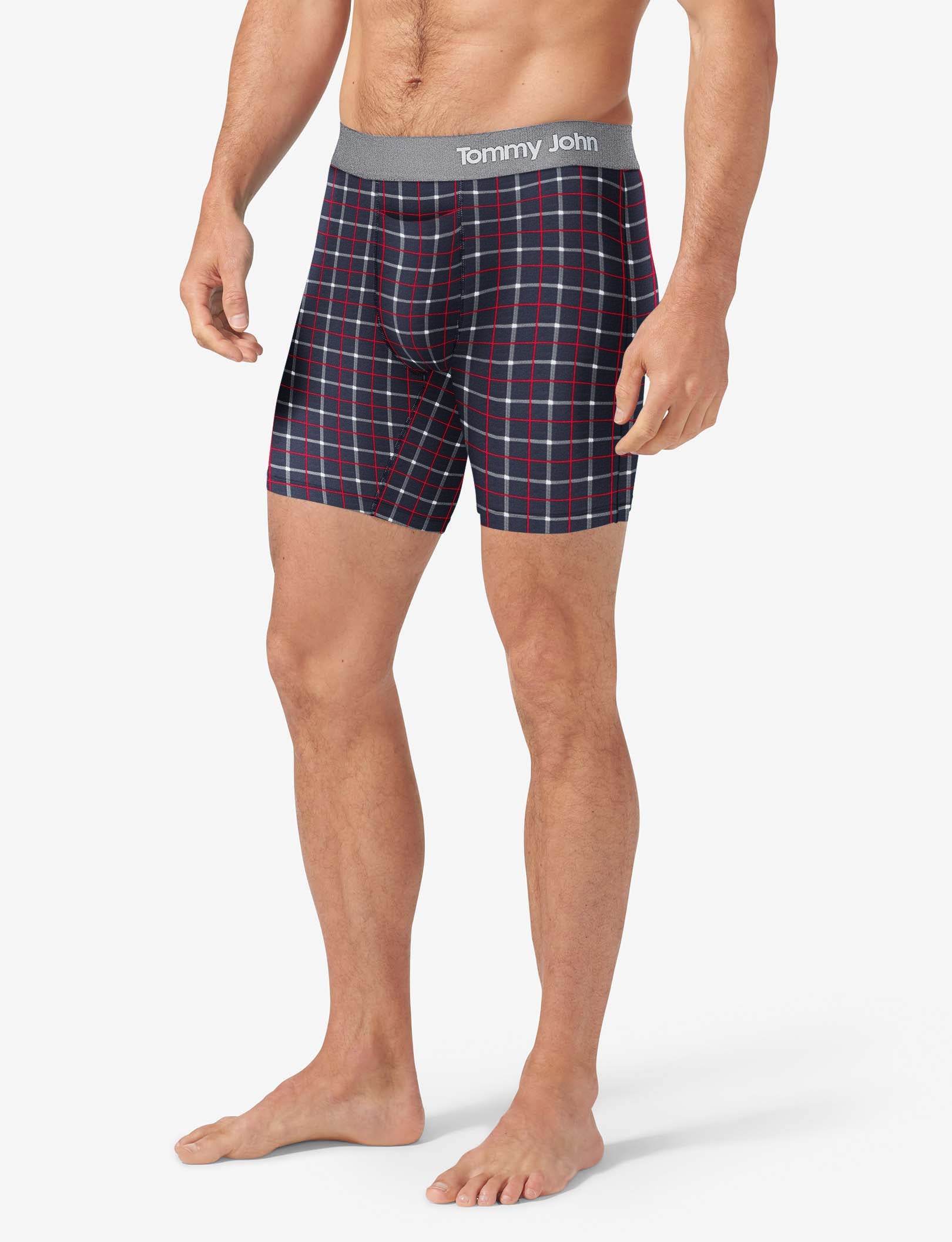 Cool Cotton Boxer Brief 8"::Black Weekend Plaid