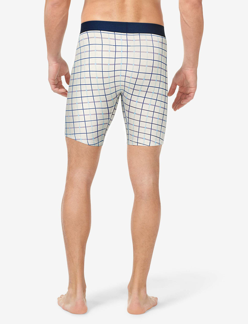Cool Cotton Boxer Brief 8"::Coconut Milk Sunday Drive Plaid