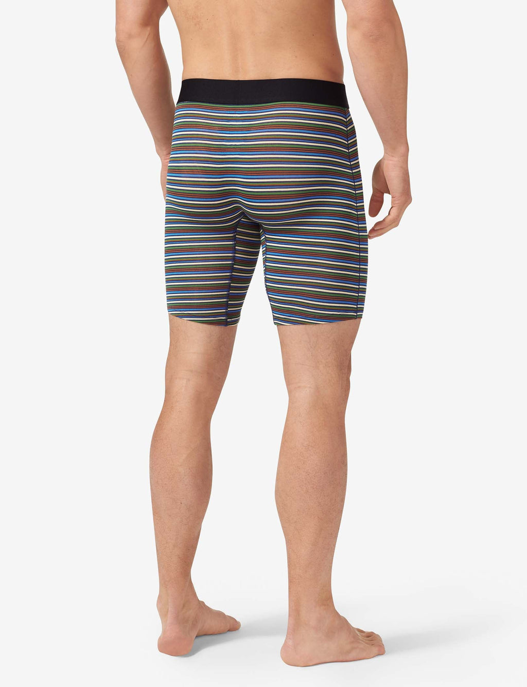 Cool Cotton Boxer Brief 8"::Estate Blue Tabloid Stripe