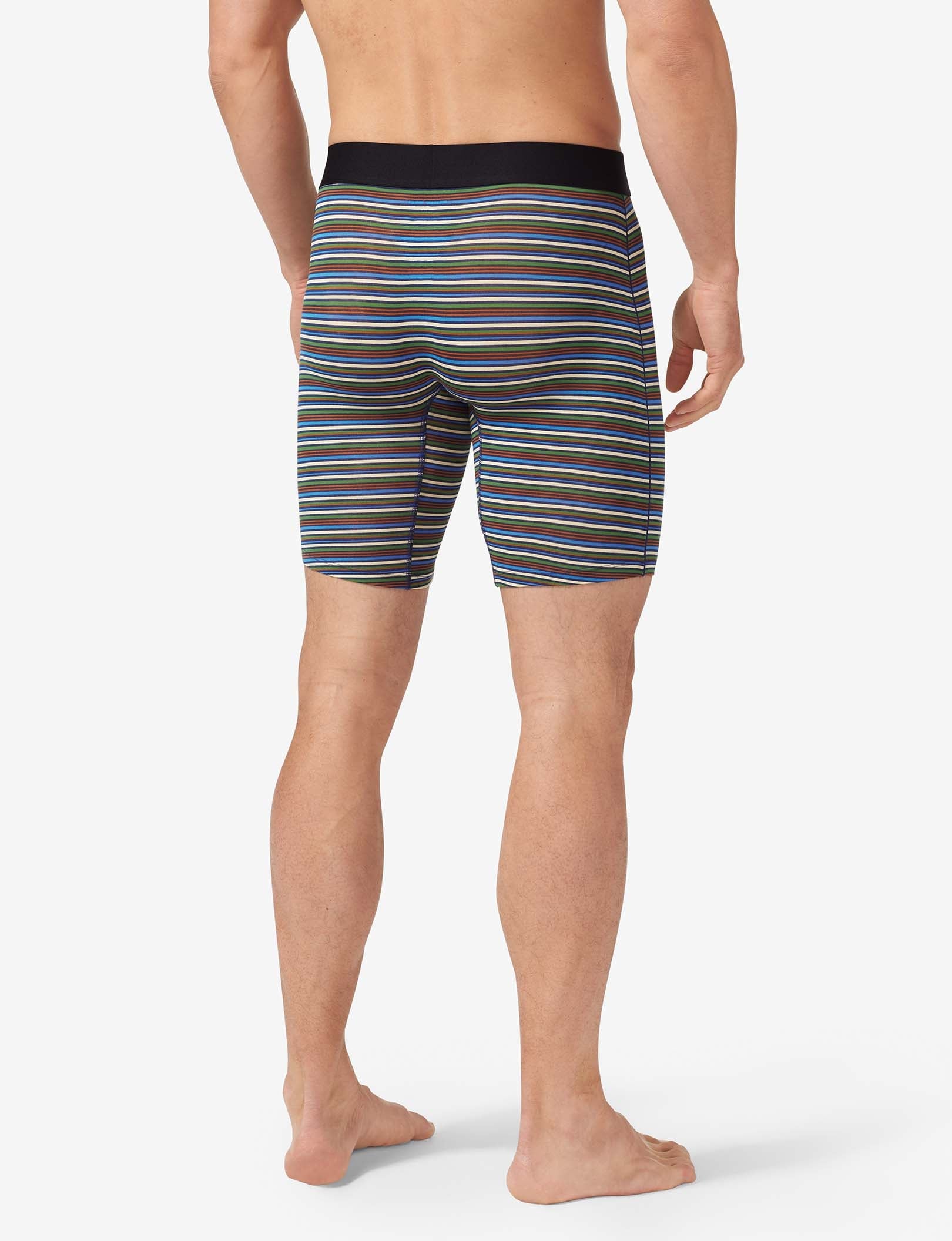 Cool Cotton Boxer Brief 8"::Estate Blue Tabloid Stripe