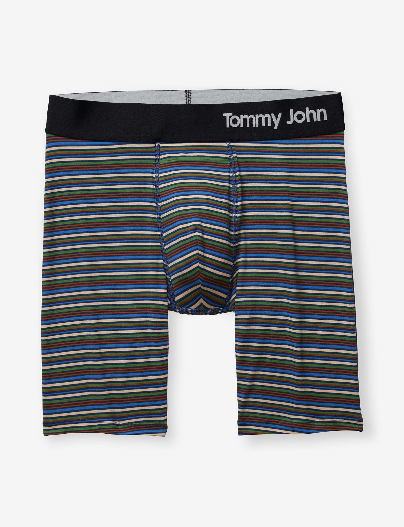 Cool Cotton Boxer Brief 8"::Estate Blue Tabloid Stripe