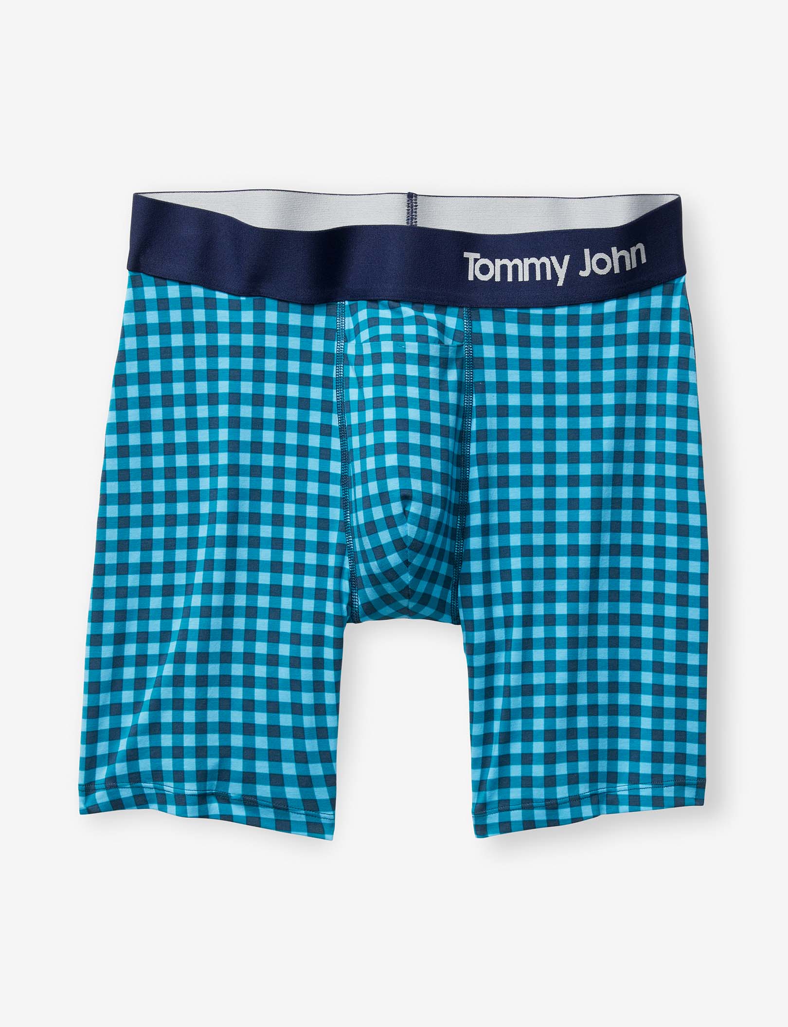 Cool Cotton Boxer Brief 8"::Blue Atoll Harvest Gingham