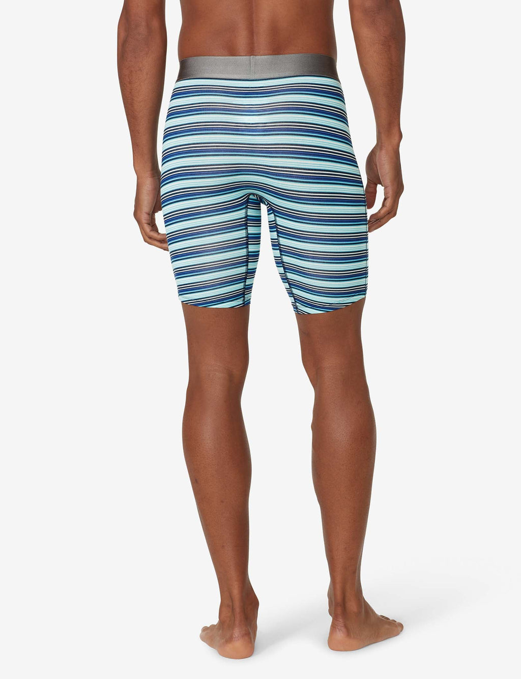 Cool Cotton Boxer Brief 8"::River Blue Tabloid Stripe