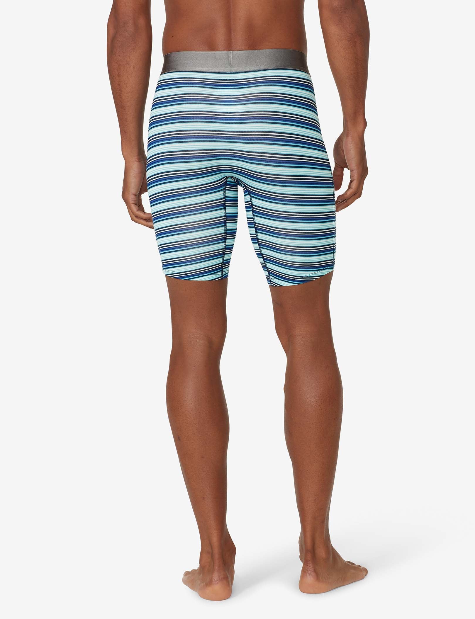 Cool Cotton Boxer Brief 8"::River Blue Tabloid Stripe