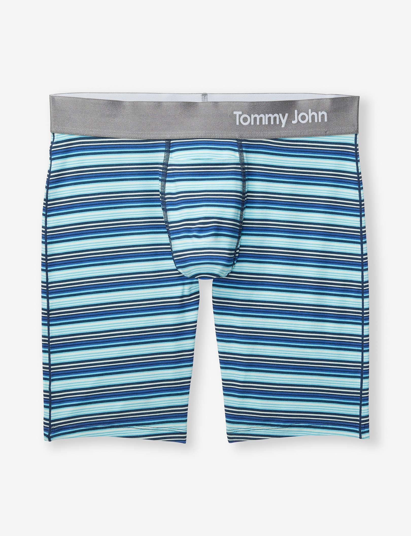 Cool Cotton Boxer Brief 8"::River Blue Tabloid Stripe
