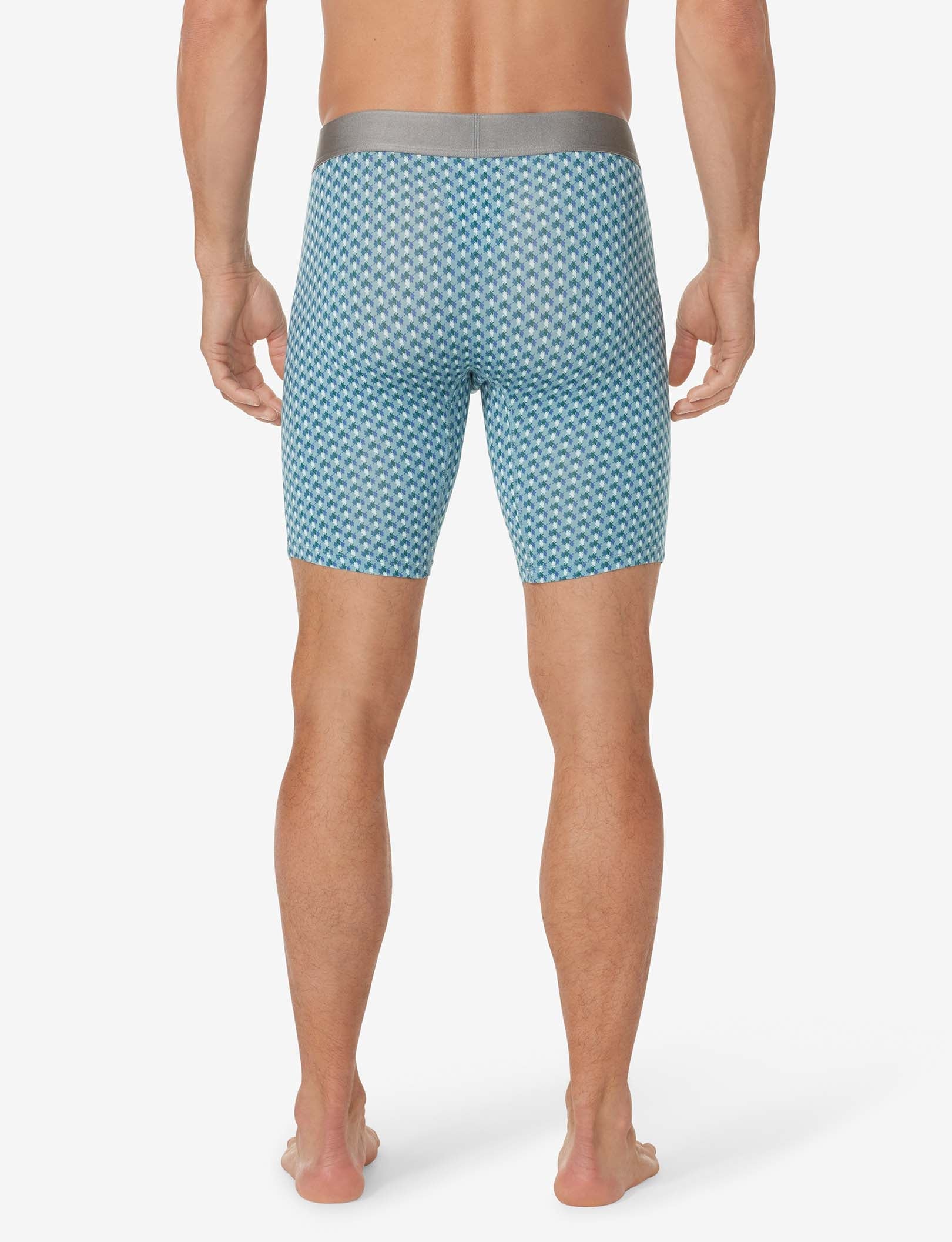 Cool Cotton Boxer Brief 8"::Arctic Checkered Pinstripe