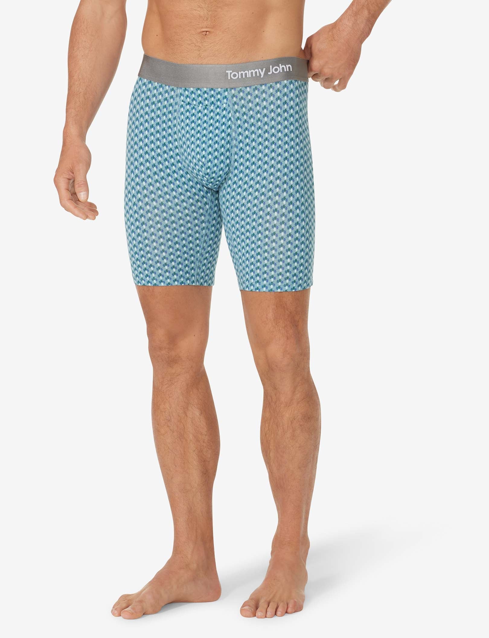 Cool Cotton Boxer Brief 8"::Arctic Checkered Pinstripe