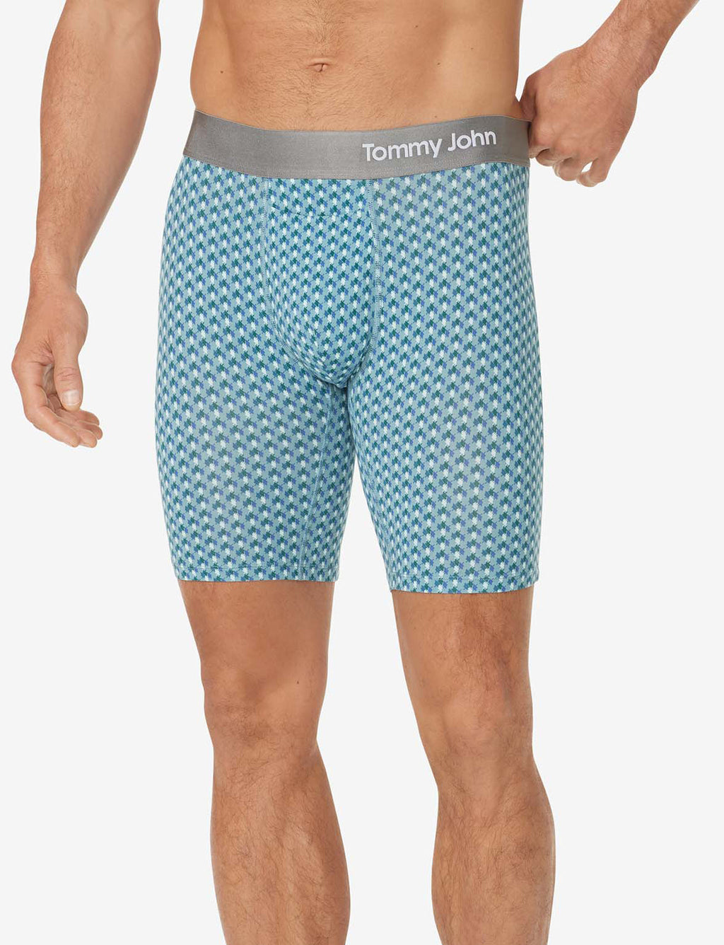 Cool Cotton Boxer Brief 8"::Arctic Checkered Pinstripe