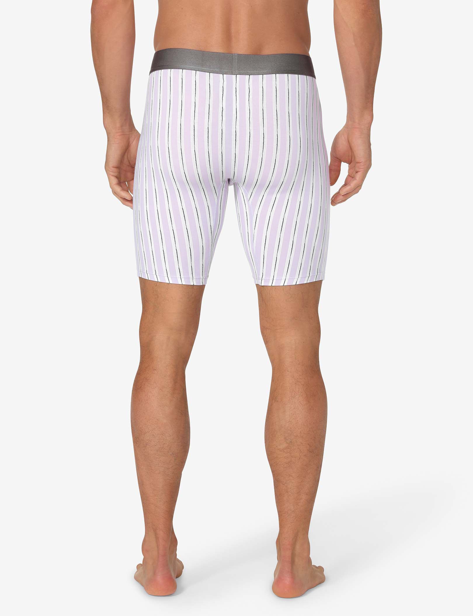 Cool Cotton Boxer Brief 8"::Lavendula Pinstripe