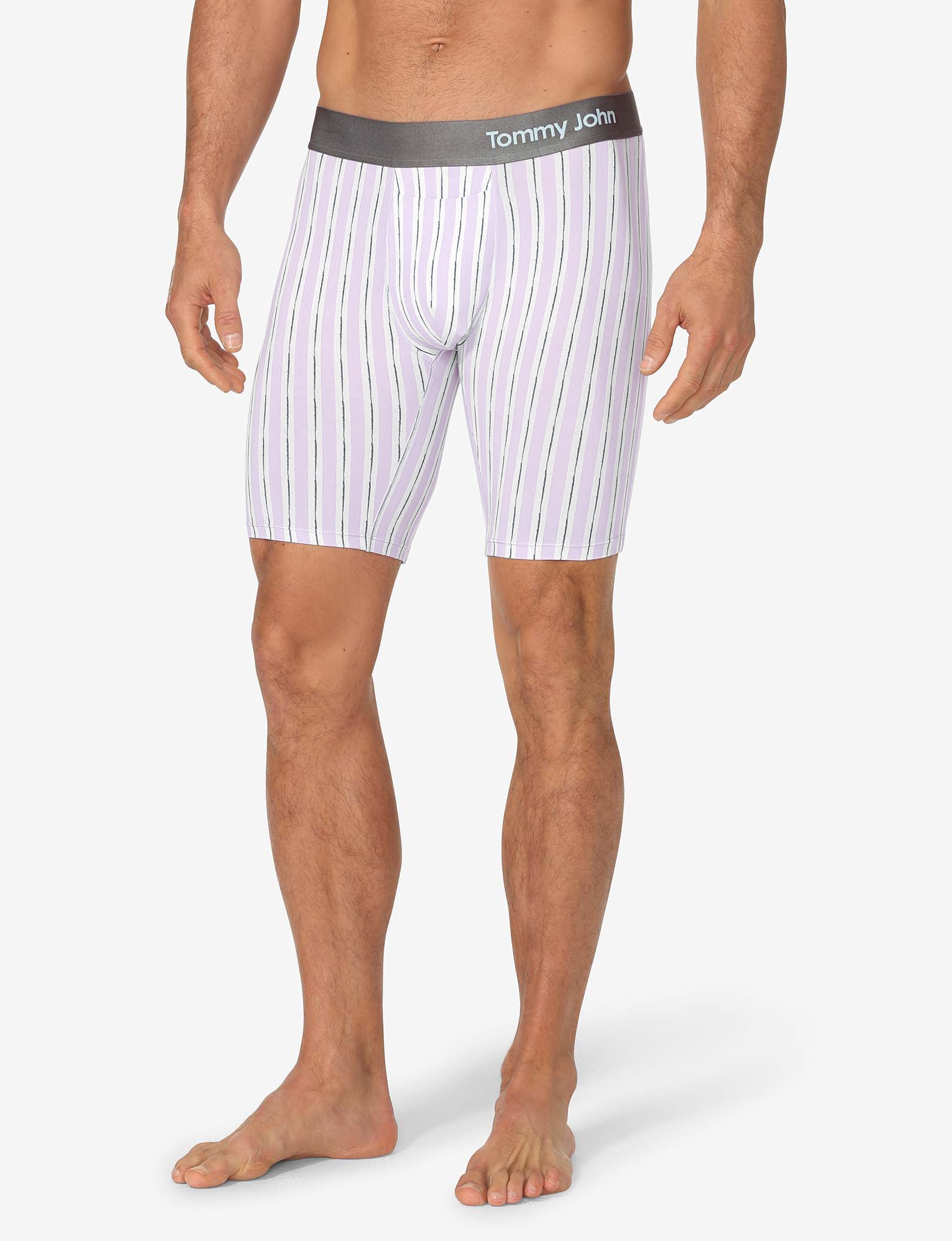 Cool Cotton Boxer Brief 8"::Lavendula Pinstripe