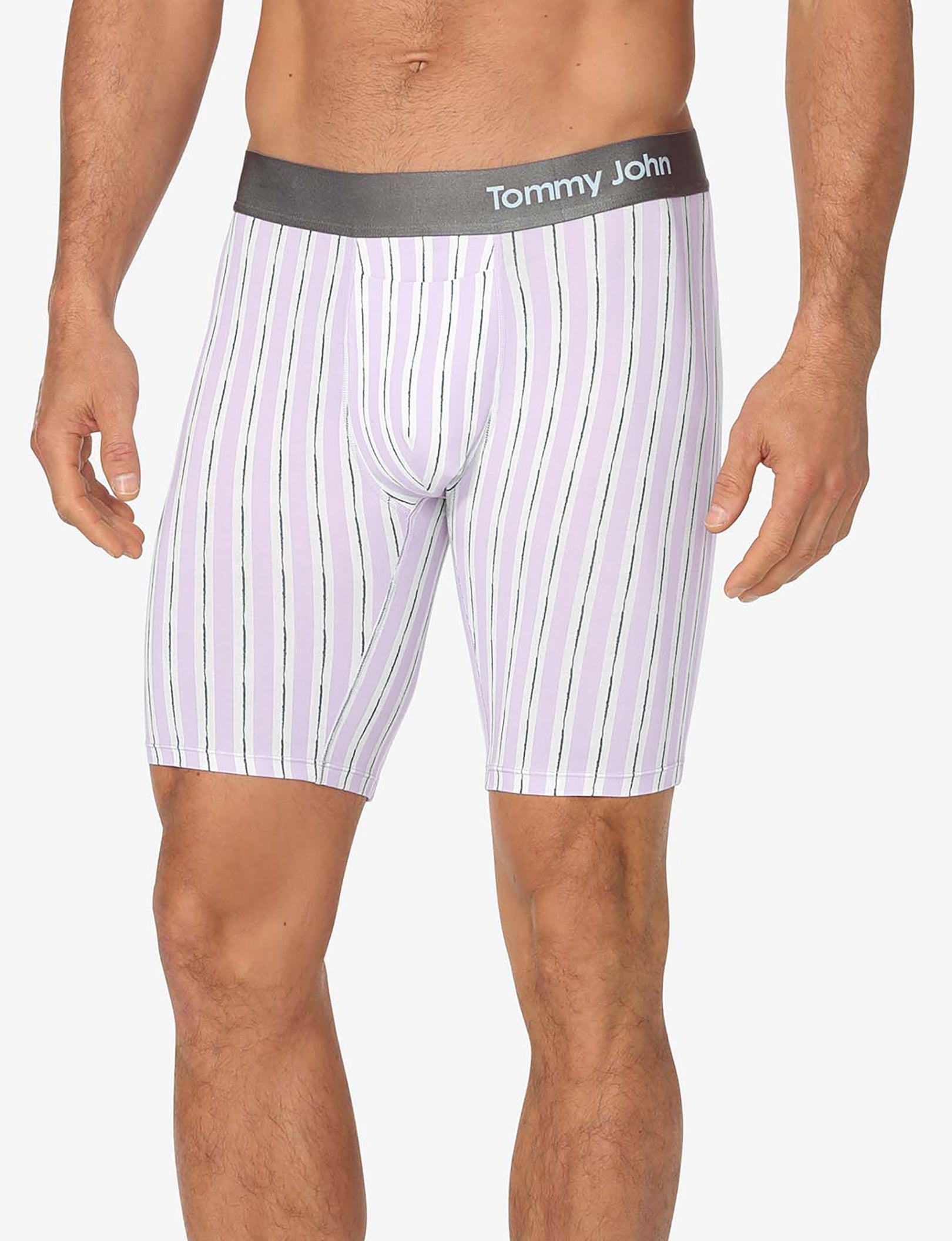 Cool Cotton Boxer Brief 8"::Lavendula Pinstripe
