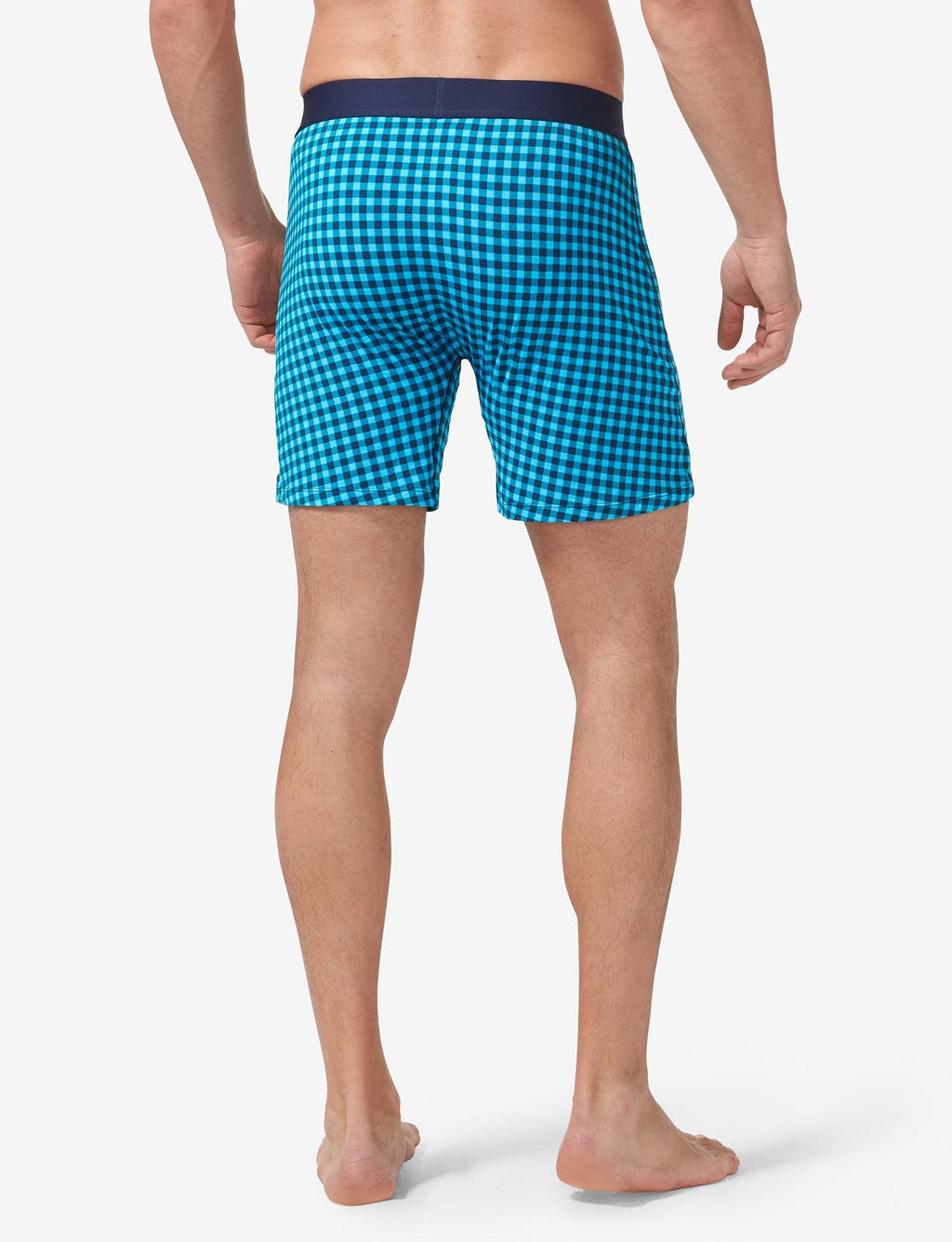 Cool Cotton Relaxed Fit Boxer 6"::Blue Atoll Harvest Gingham