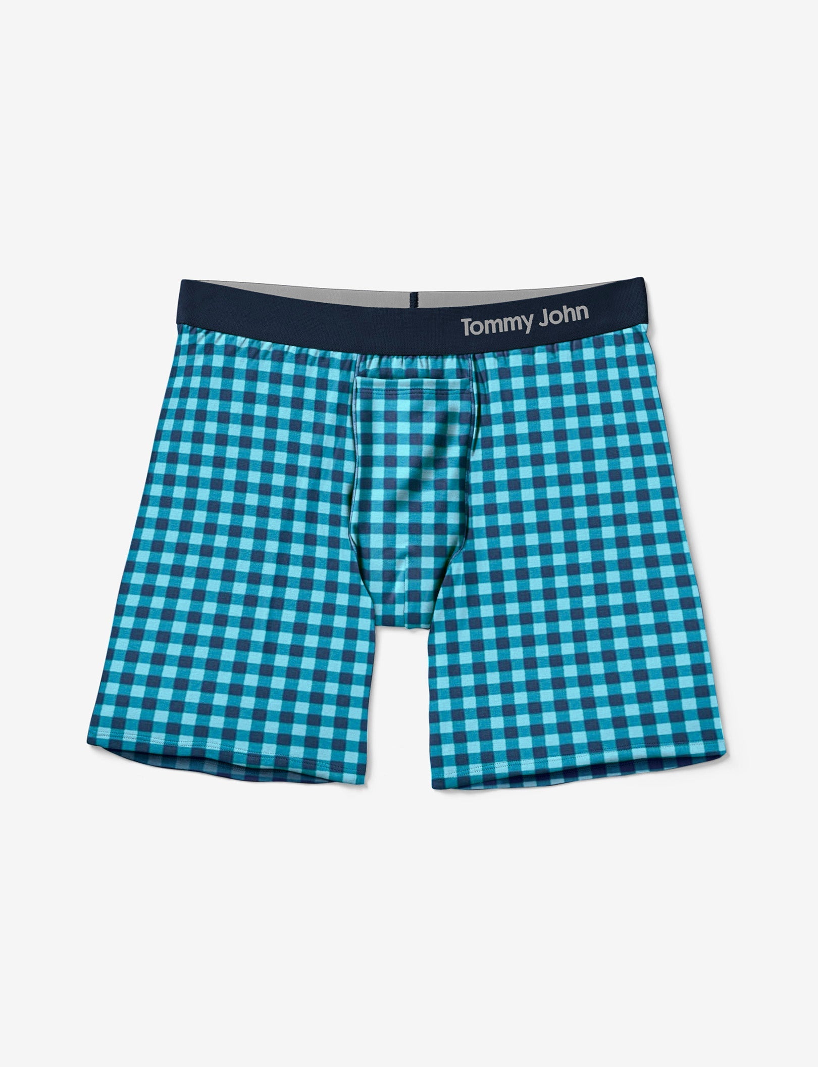 Cool Cotton Relaxed Fit Boxer 6"::Blue Atoll Harvest Gingham