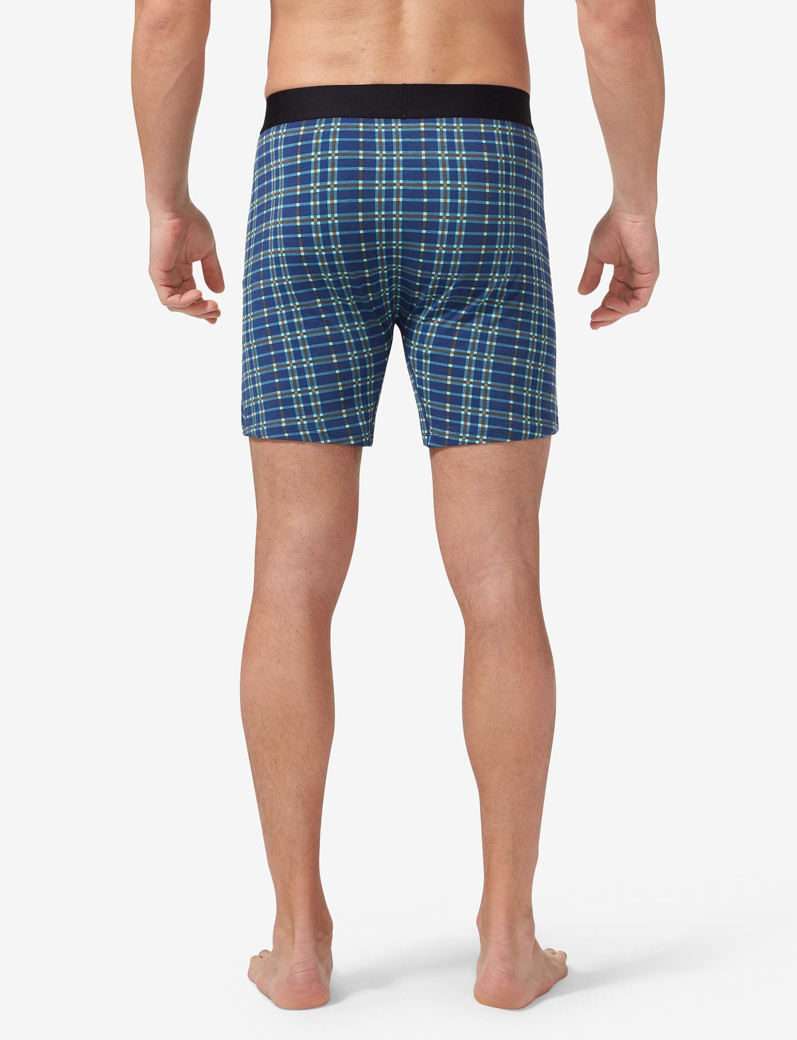 Cool Cotton Relaxed Fit Boxer 6"::Estate Blue Garden Plaid
