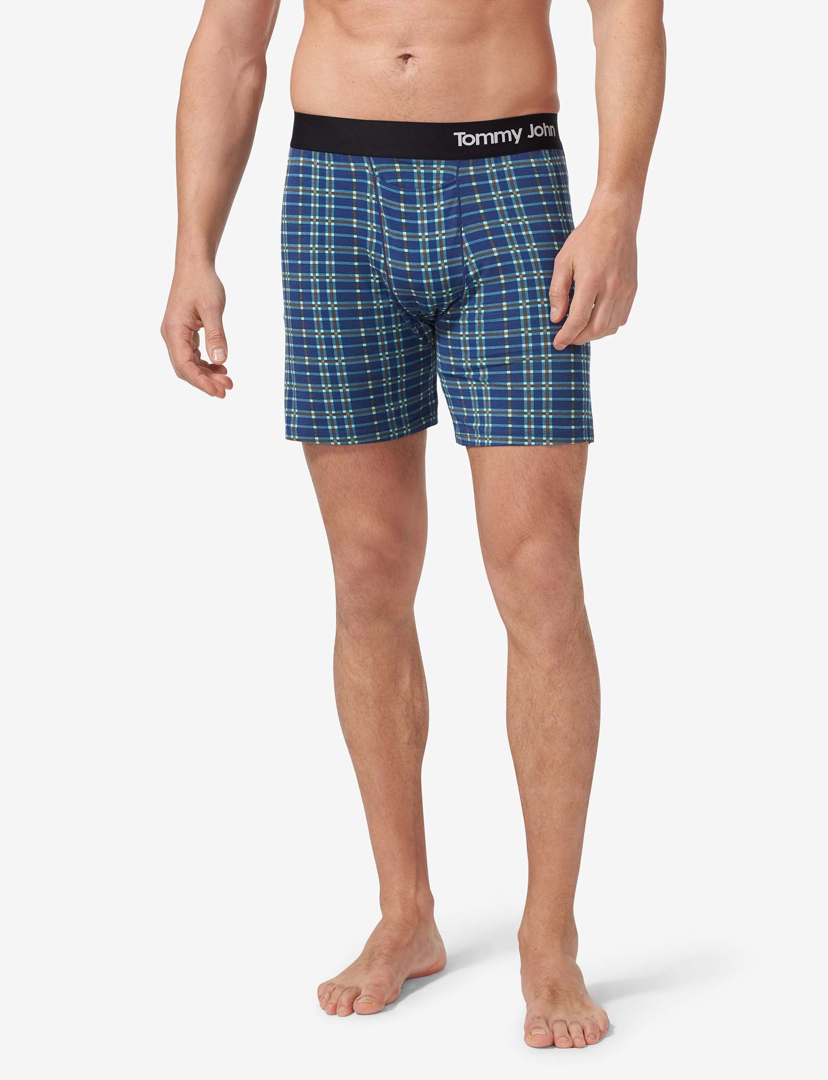 Cool Cotton Relaxed Fit Boxer 6"::Estate Blue Garden Plaid