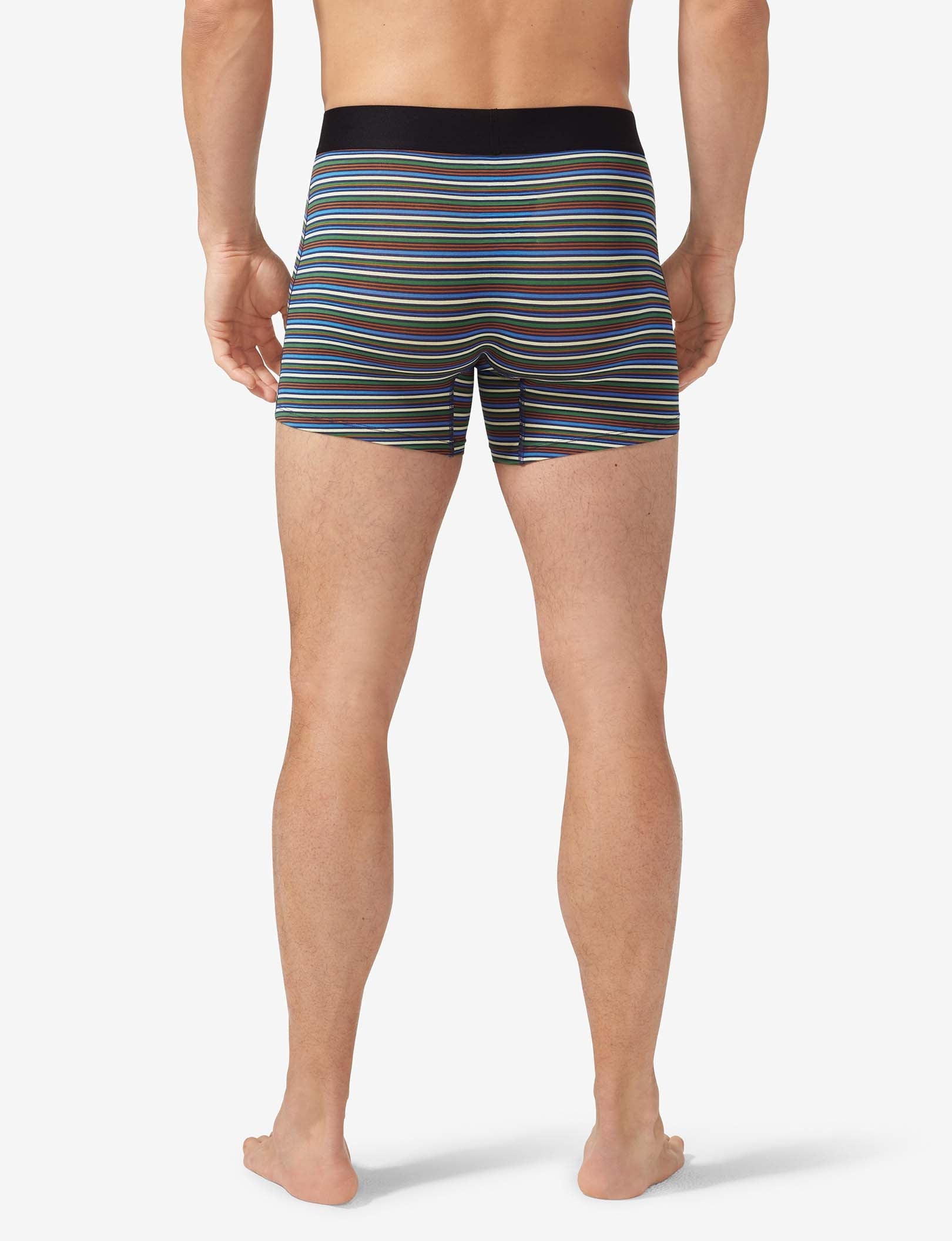 Cool Cotton Trunk 4"::Estate Blue Tabloid Stripe
