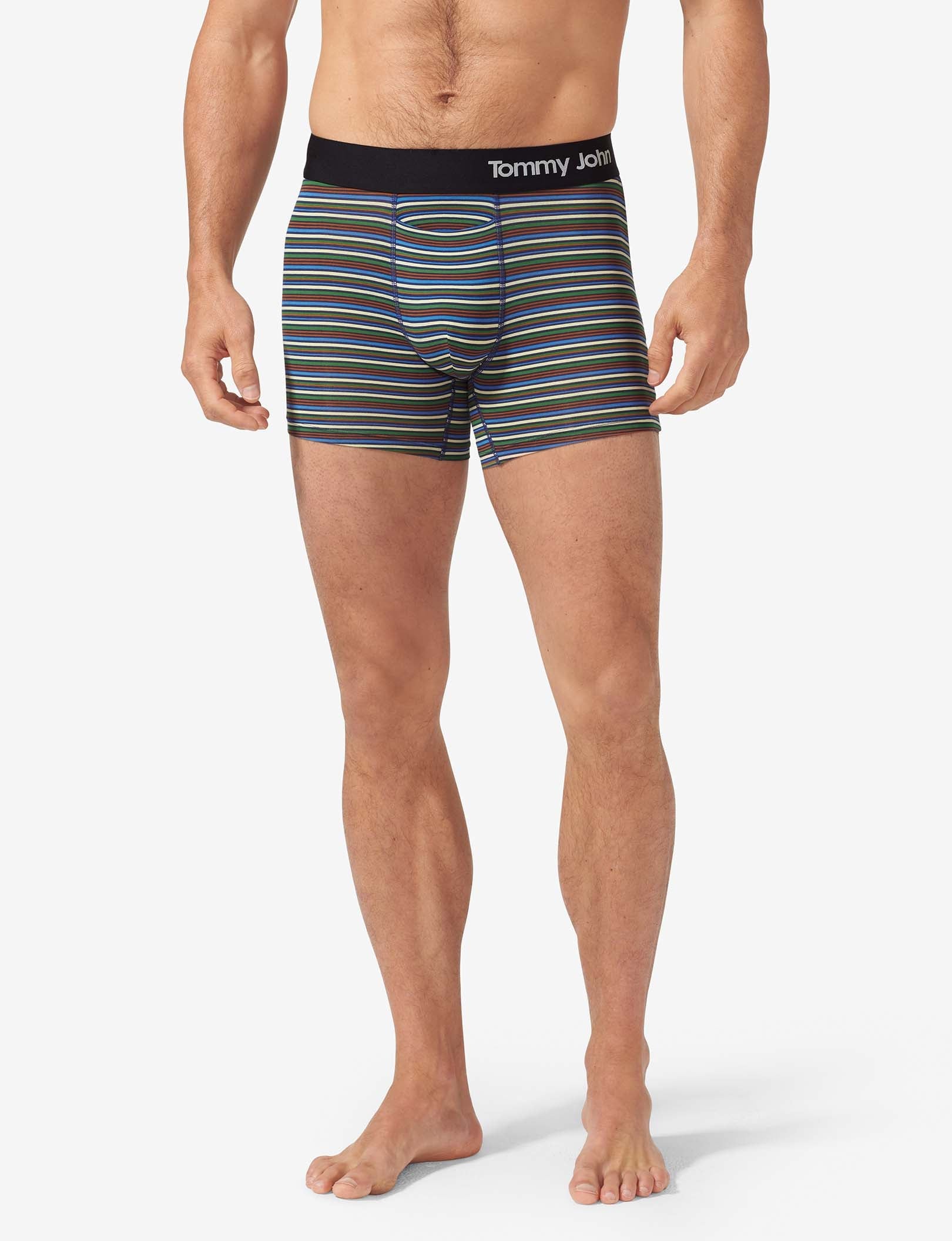 Cool Cotton Trunk 4"::Estate Blue Tabloid Stripe