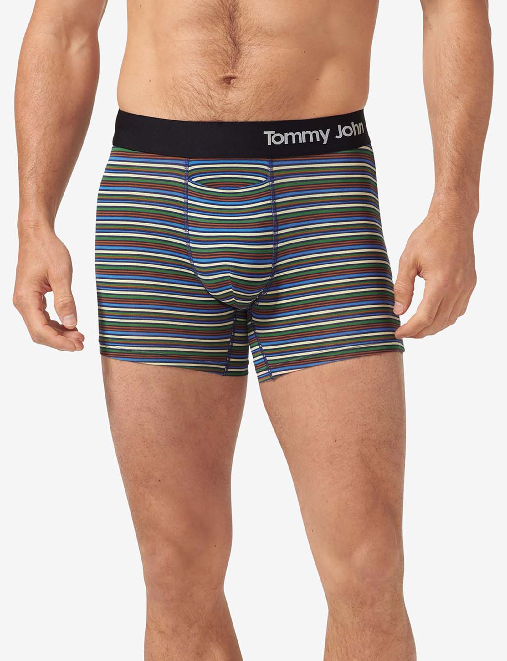 Cool Cotton Trunk 4"::Estate Blue Tabloid Stripe