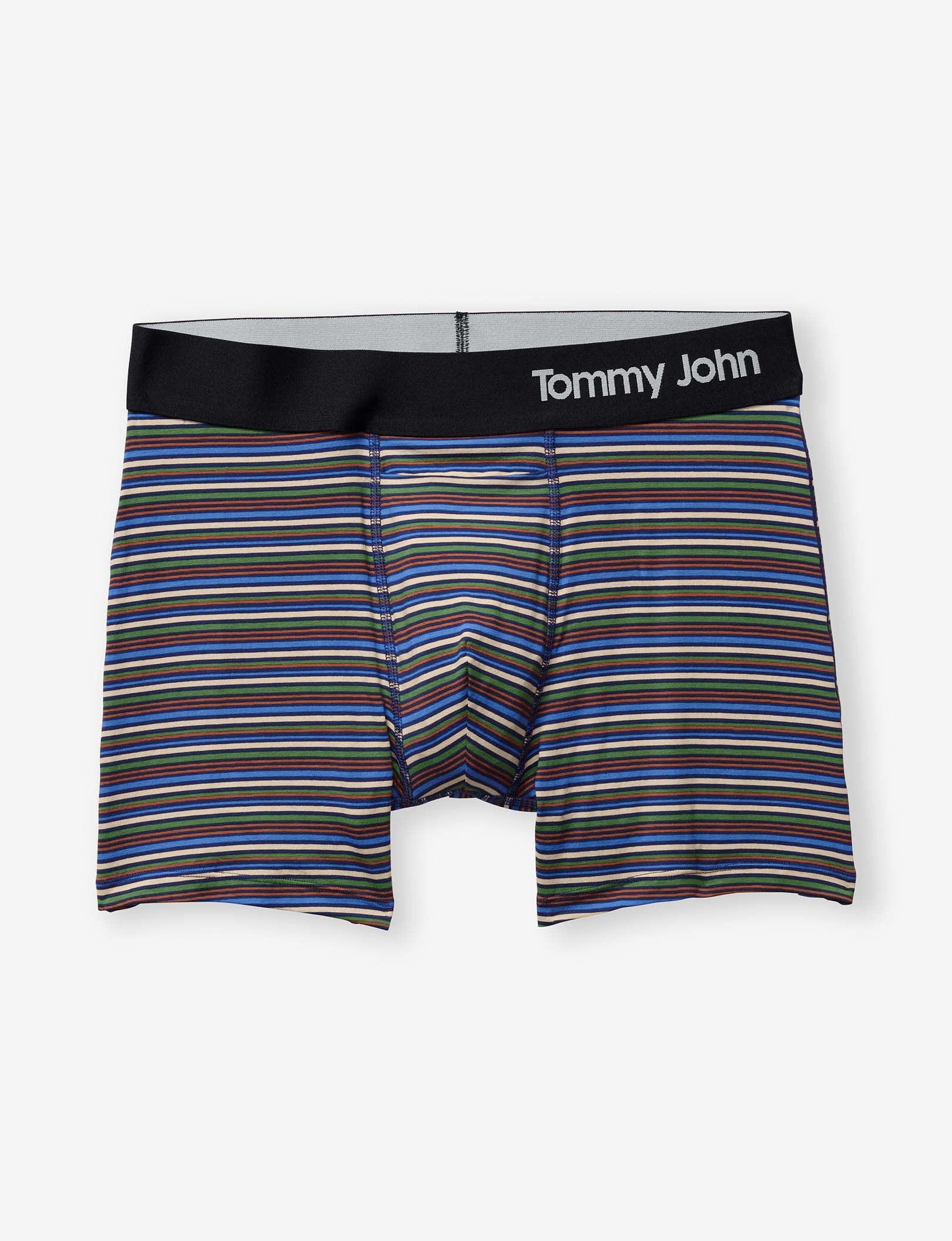 Cool Cotton Trunk 4"::Estate Blue Tabloid Stripe