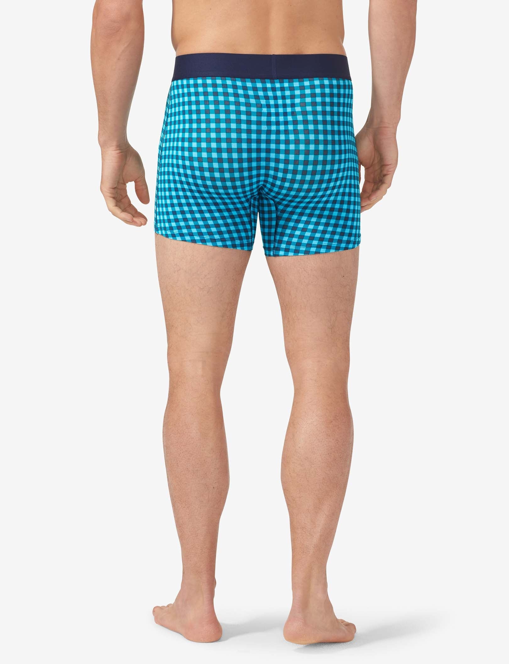 Cool Cotton Trunk 4"::Blue Atoll Harvest Gingham